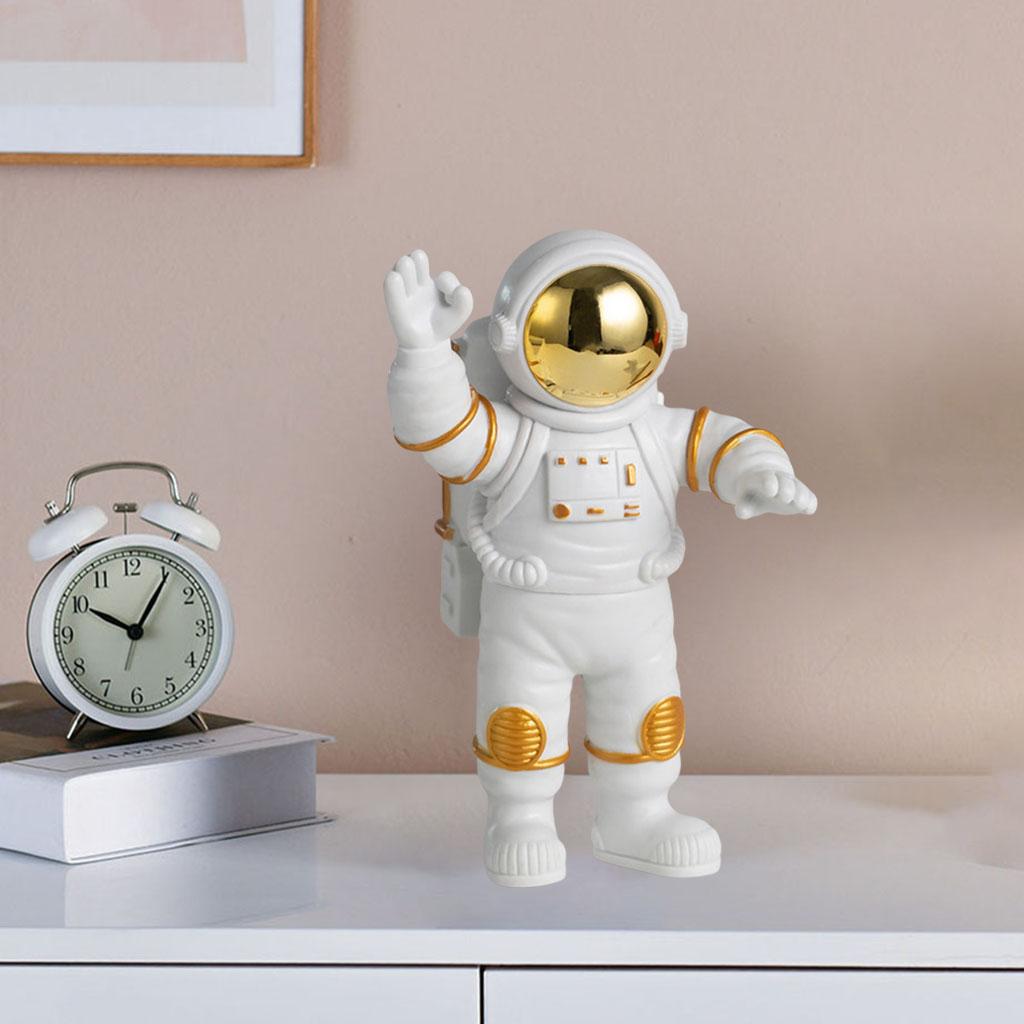 Resin Astronaut Figurines Sculpture Spaceman Miniatures Golden Standing