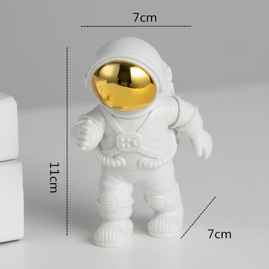 Astronaut Figurine Outer Space Statue for Office Bookcase Gold 3Pcs