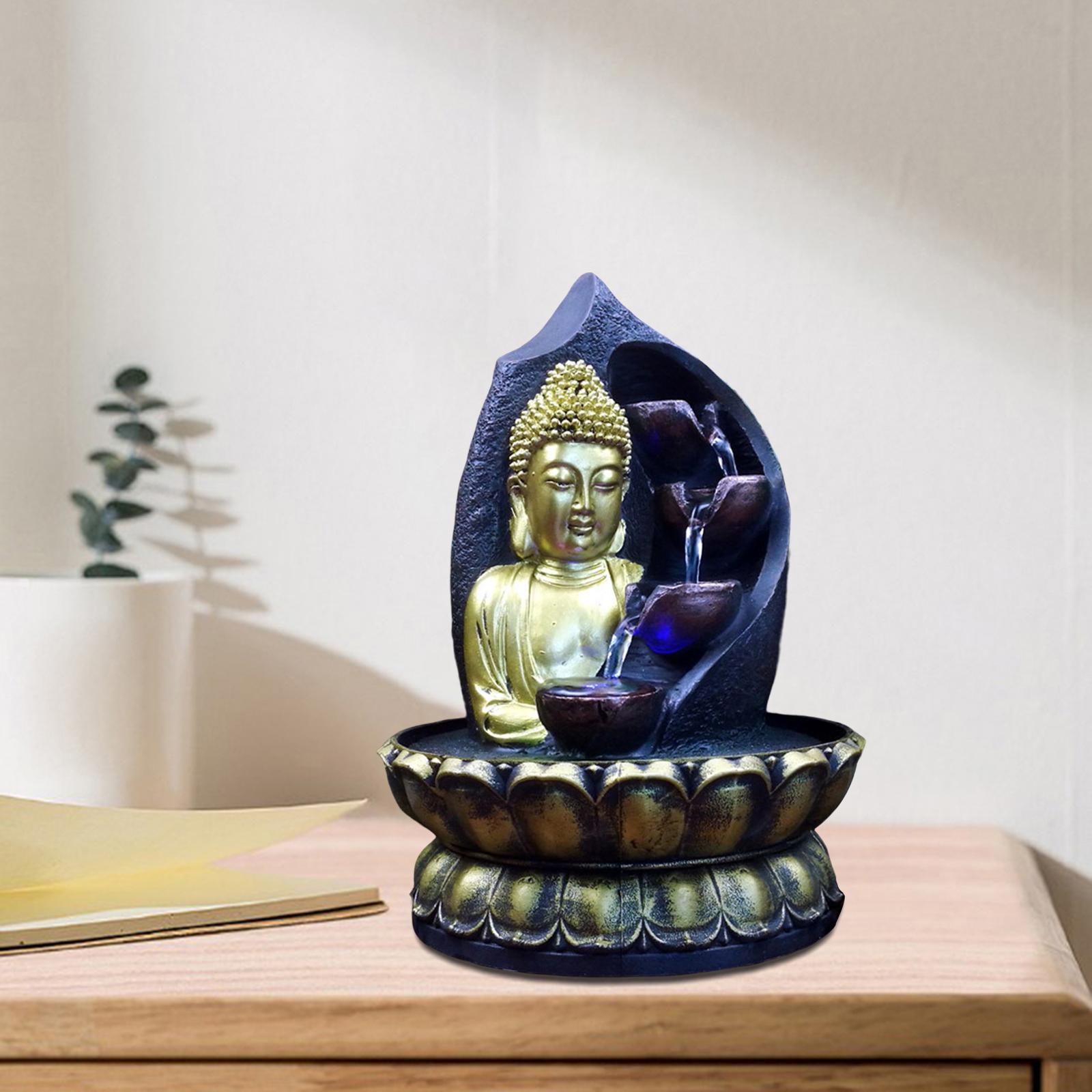 Buddha Water Fountain Waterfall with Circular Water Flow Relaxing Office