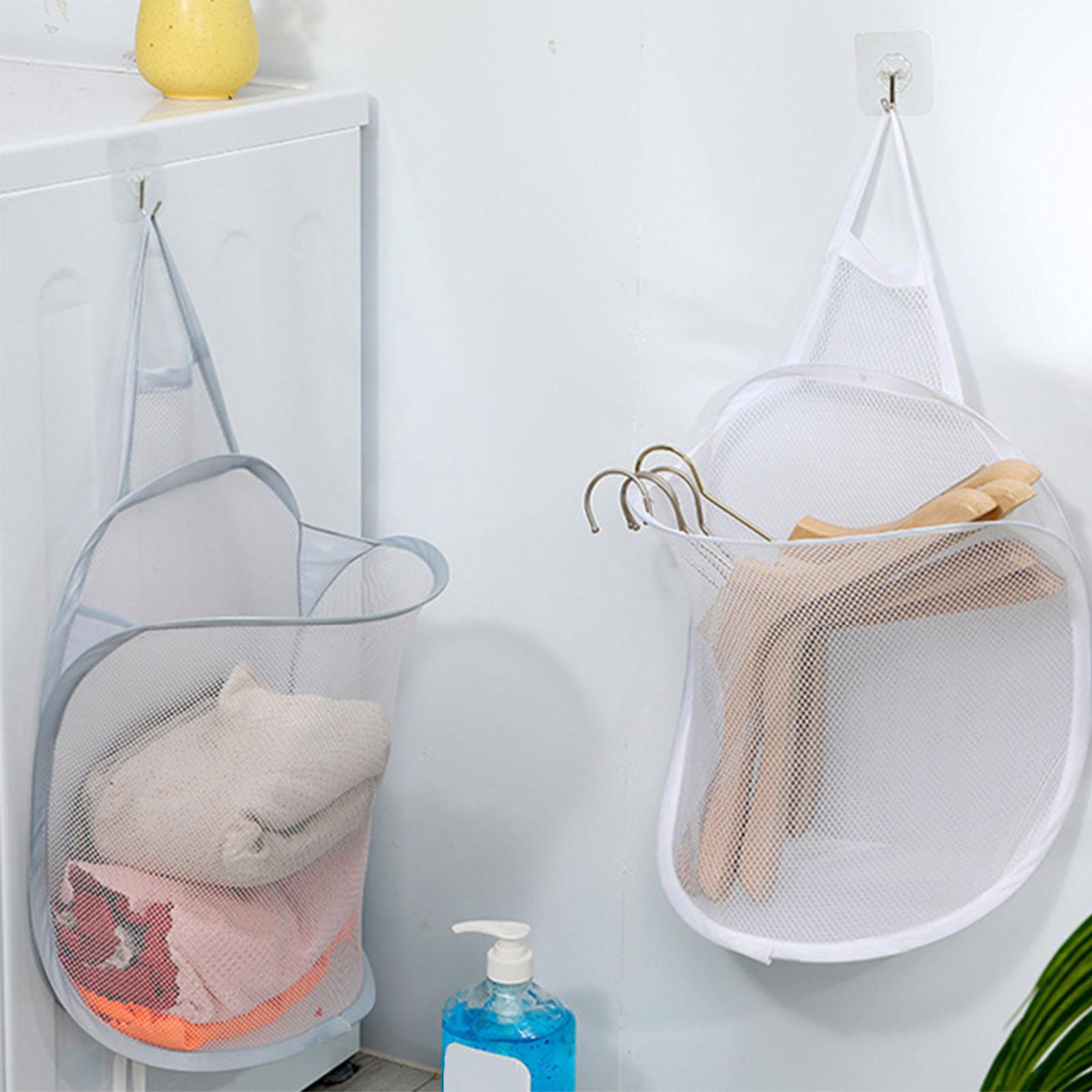 3xFOLDING LAUNDRY BAG HAMPER DIRTY CLOTHES STORAGE WASHING BASKET BIN Gray