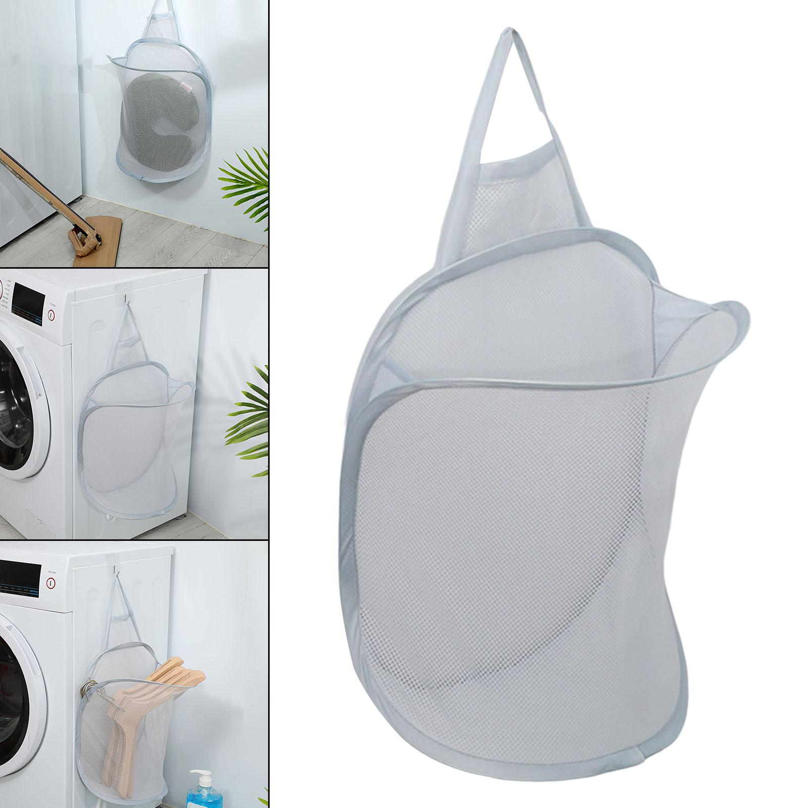 FOLDING LAUNDRY BAG HAMPER DIRTY CLOTHES STORAGE WASHING BASKET BIN Gray