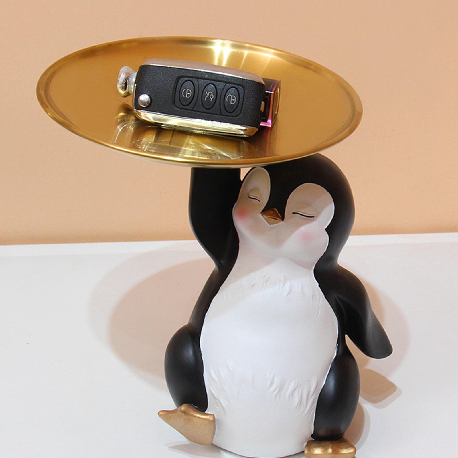 Penguin Figurine Keys Storage for Apartment Watches, Jewelry, Lipsticks Rack plate