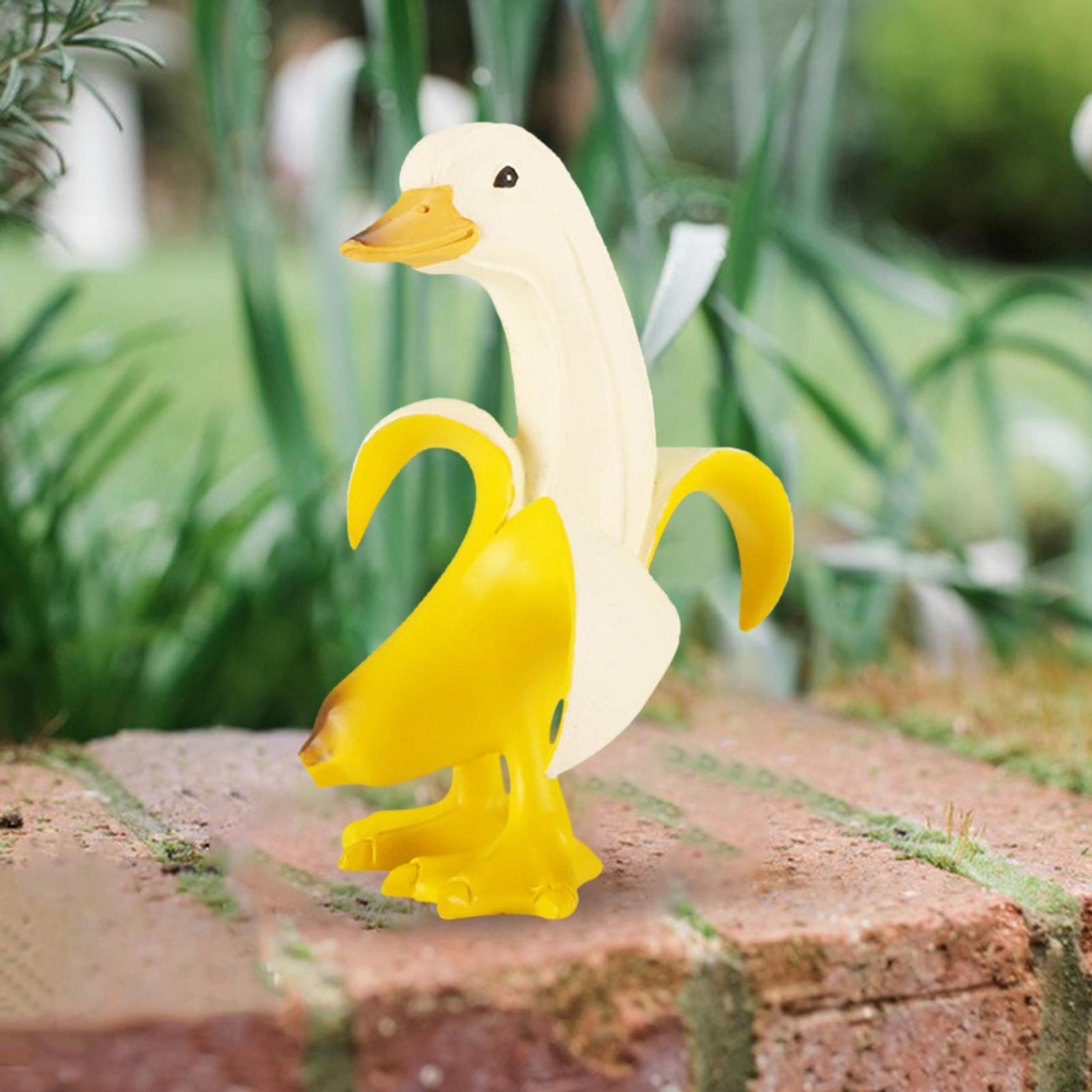 Banana Duck Statue Outdoor Indoor Figurine Garden Decorative Ornament Yellow