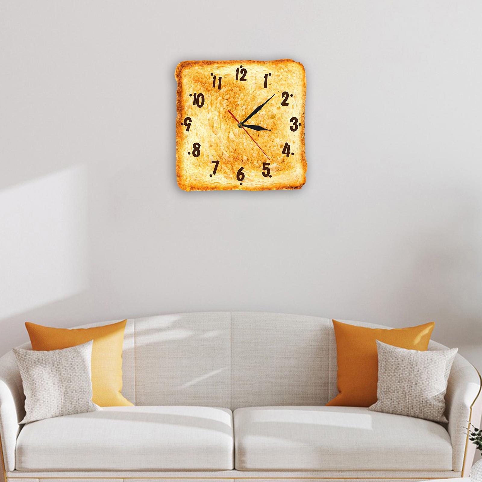Toasted Bread Wall Clock Gourmet Silent Wall Art for Dining Room Kitchen