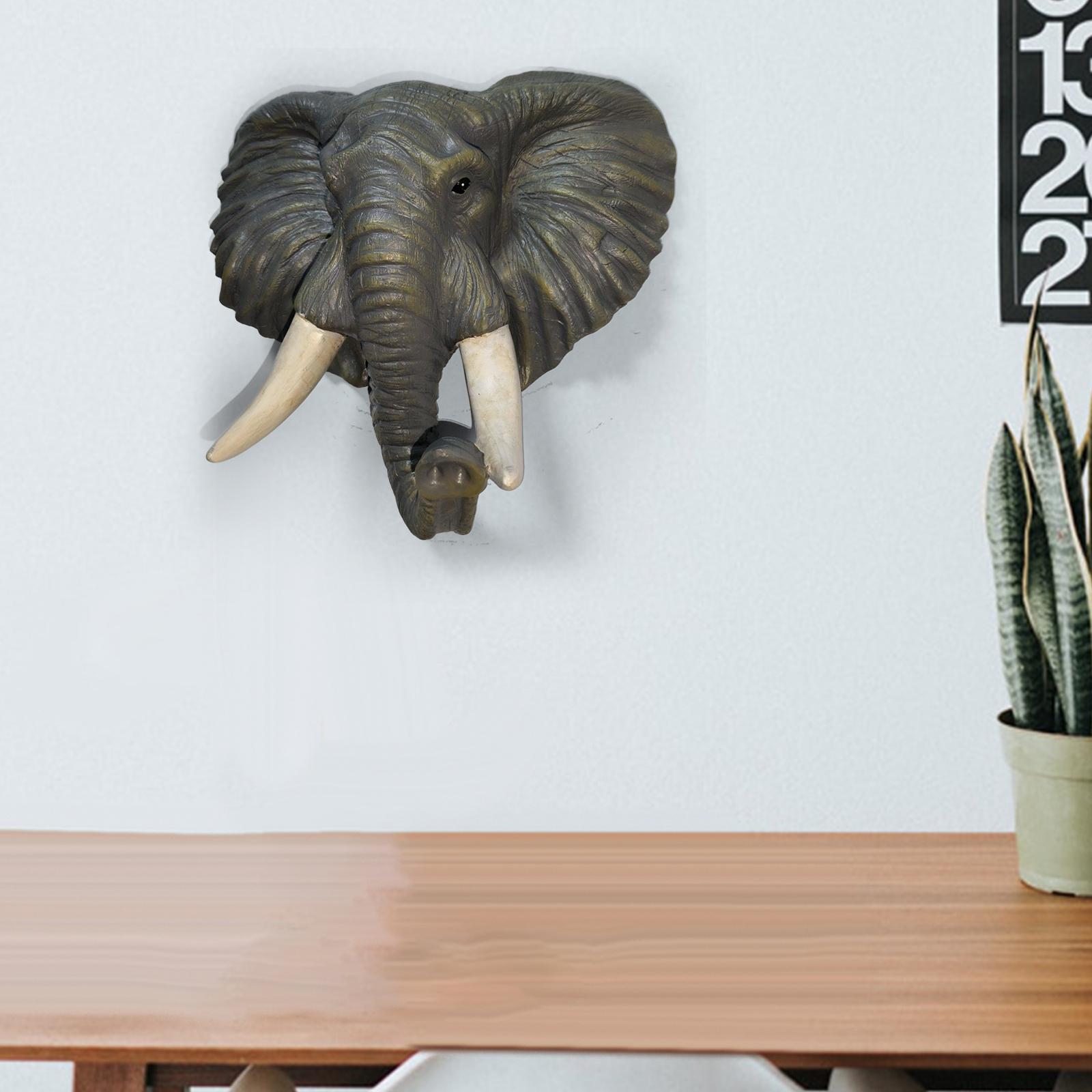 Polyresin Elephant Head Wall Statue Stylish Addition to Any Room Durable