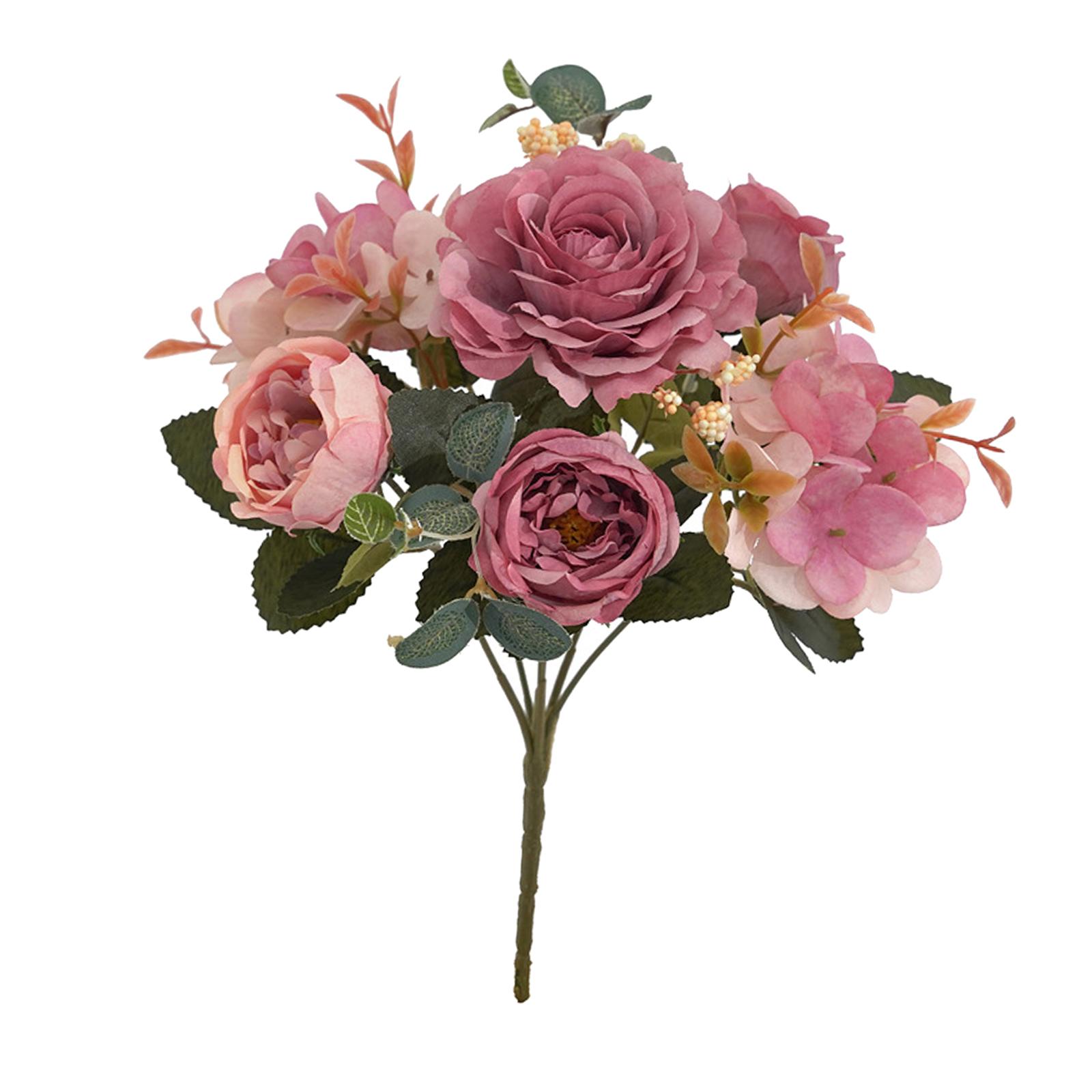 Artificial Peony Flowers Bouquet for Wedding Dark Pink