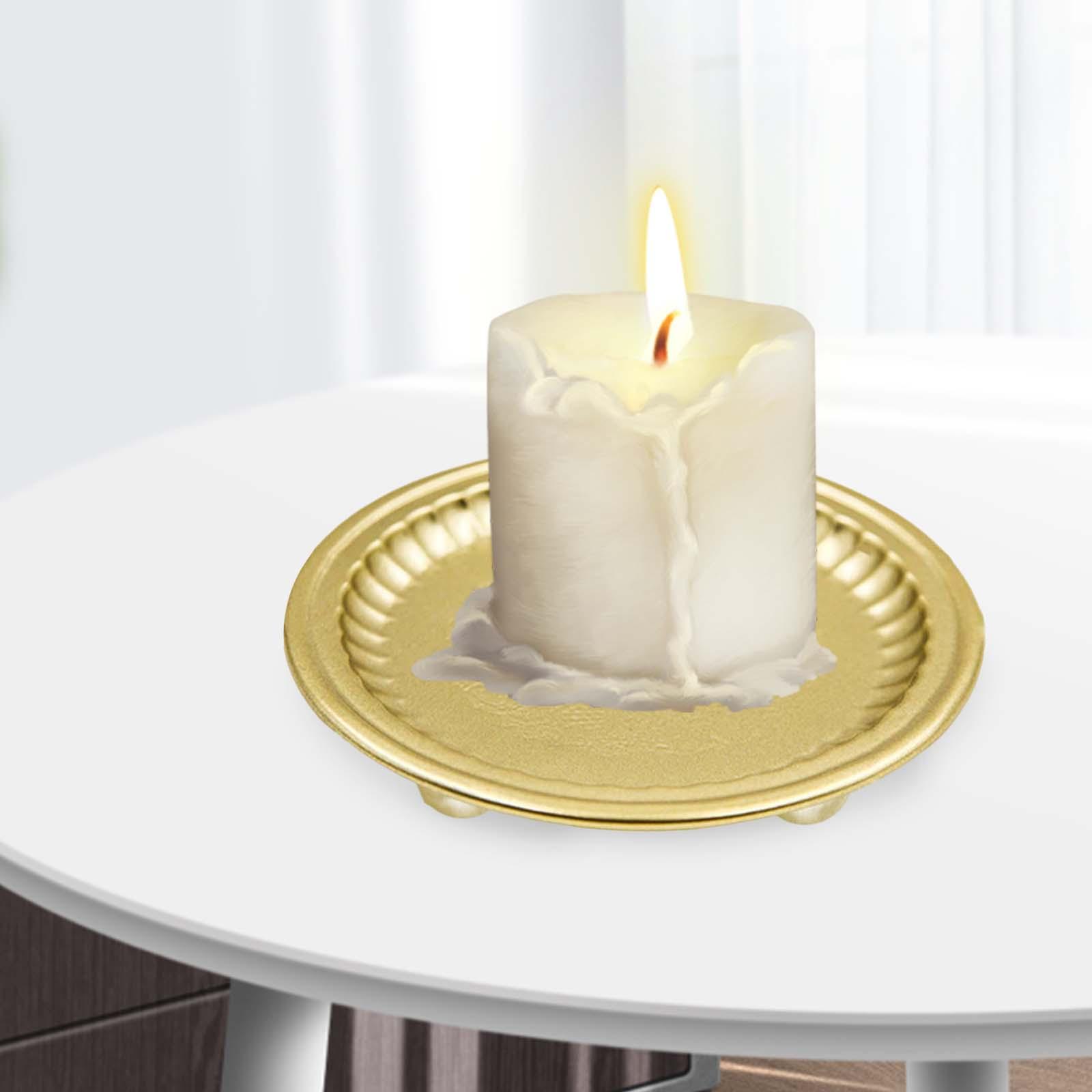 Golden Plate Candle Holder Cup Coasters Adding Romantic Atmosphere Stylish B