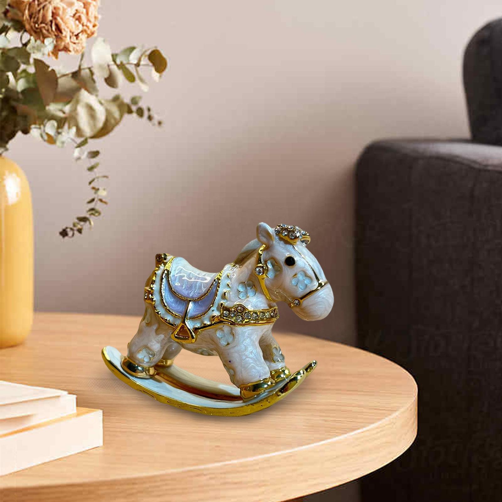 Creative Enameled Trinket Oxes Horse Shaped Animal Figurine for Hinged