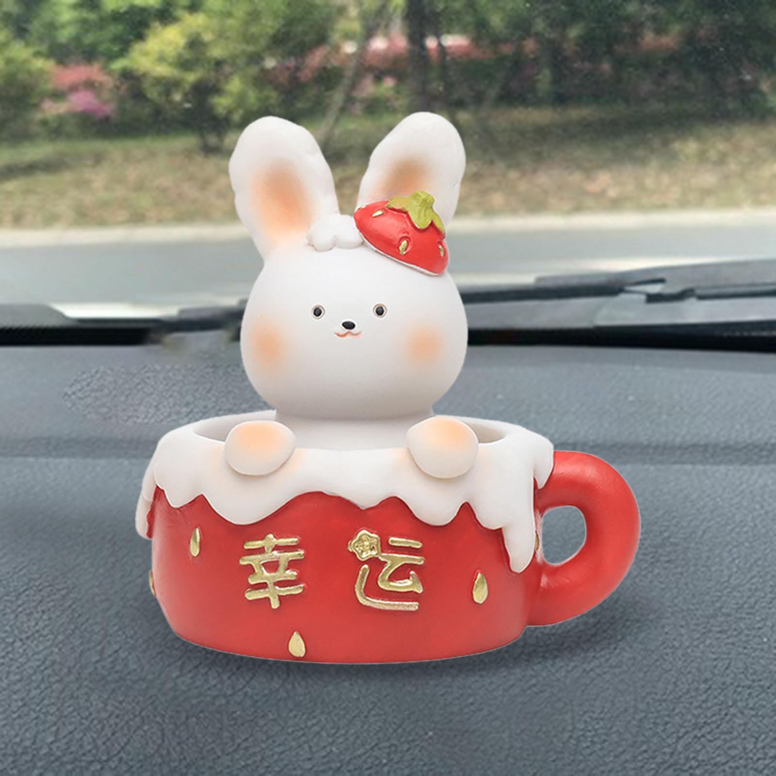 2x Chinese Animal Rabbit Statue Figurine Sculpture Desktop Decor