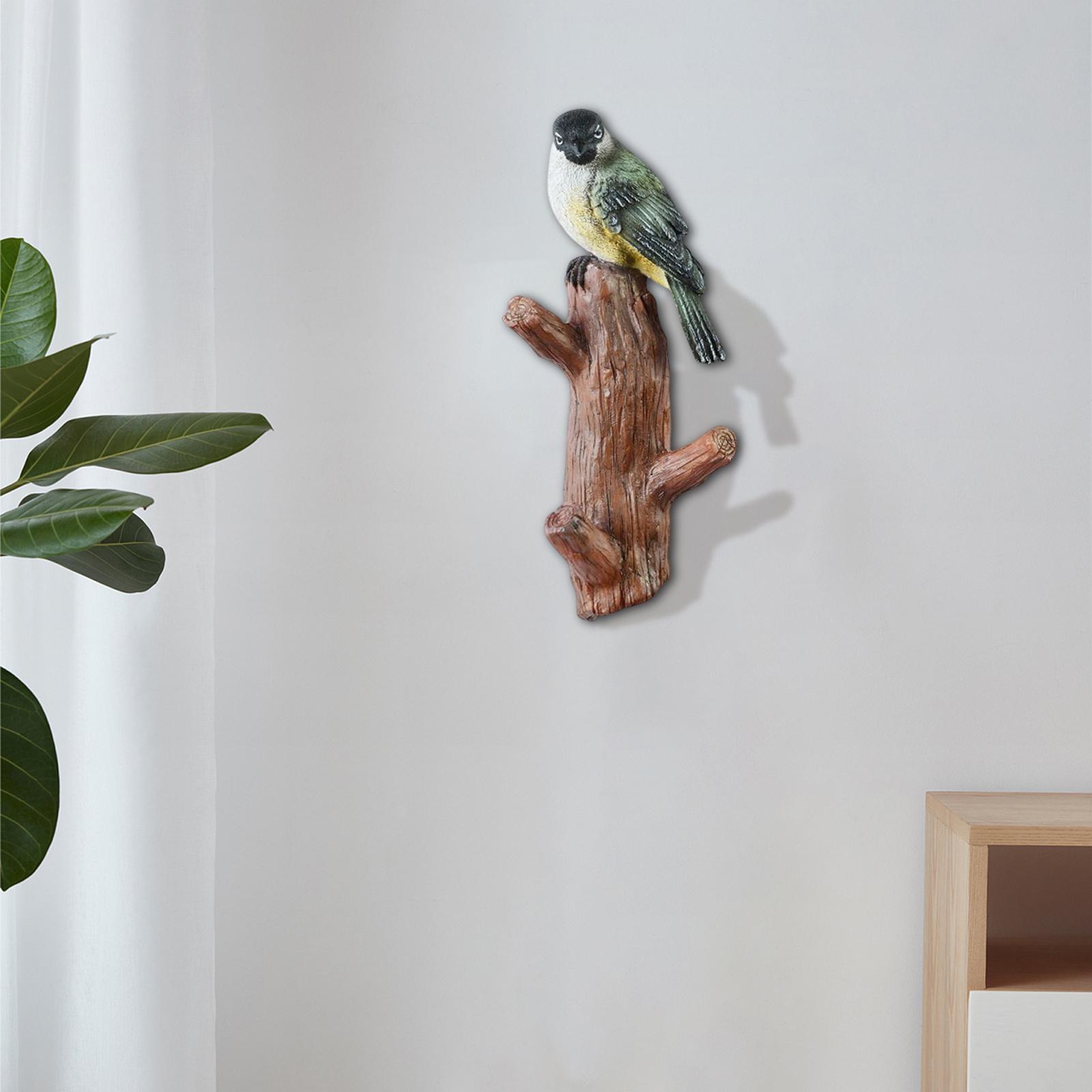 Resin Bird Wall Hooks Decorative Clothes Hanger for Bags Bedroom Kitchen Green Bird