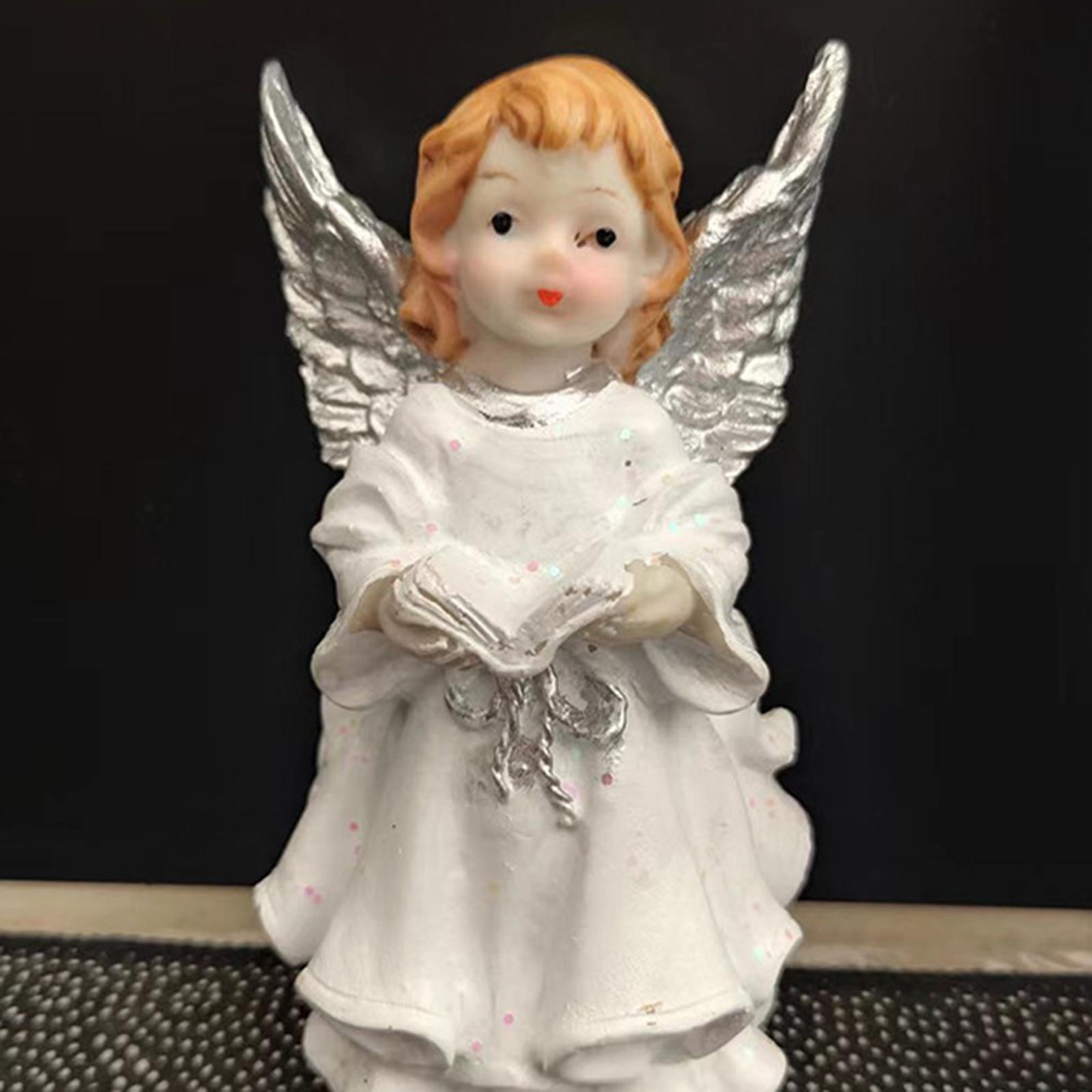 2Pcs Resin Angel Figurines Art Ornament Angel Decoration for Desktop