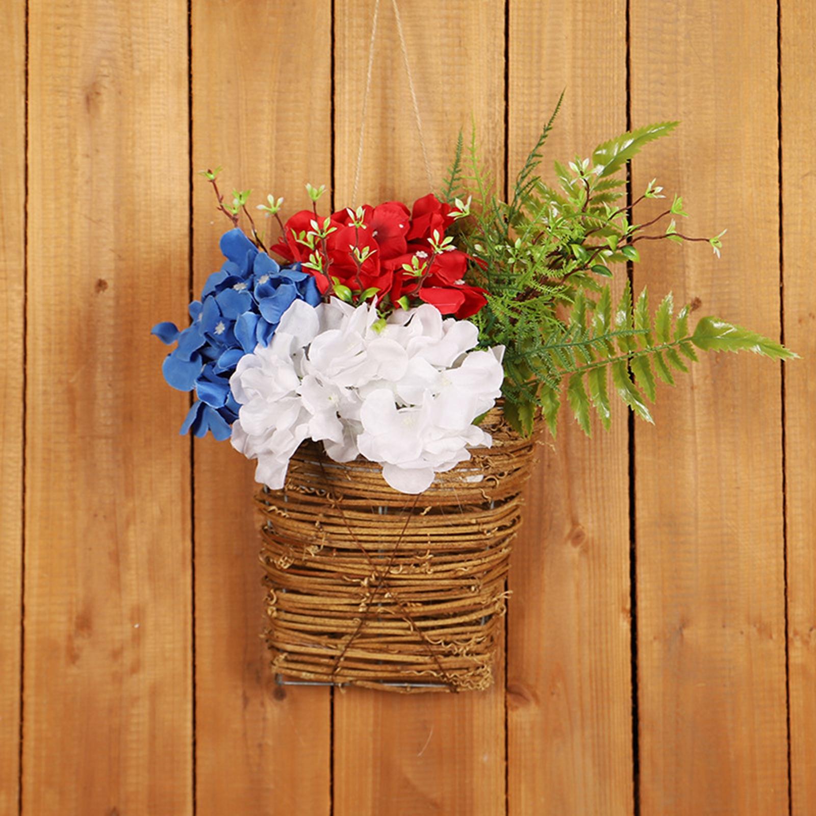 Patriotic Independence Day Wreath Artificial Flowers Basket for Window Party