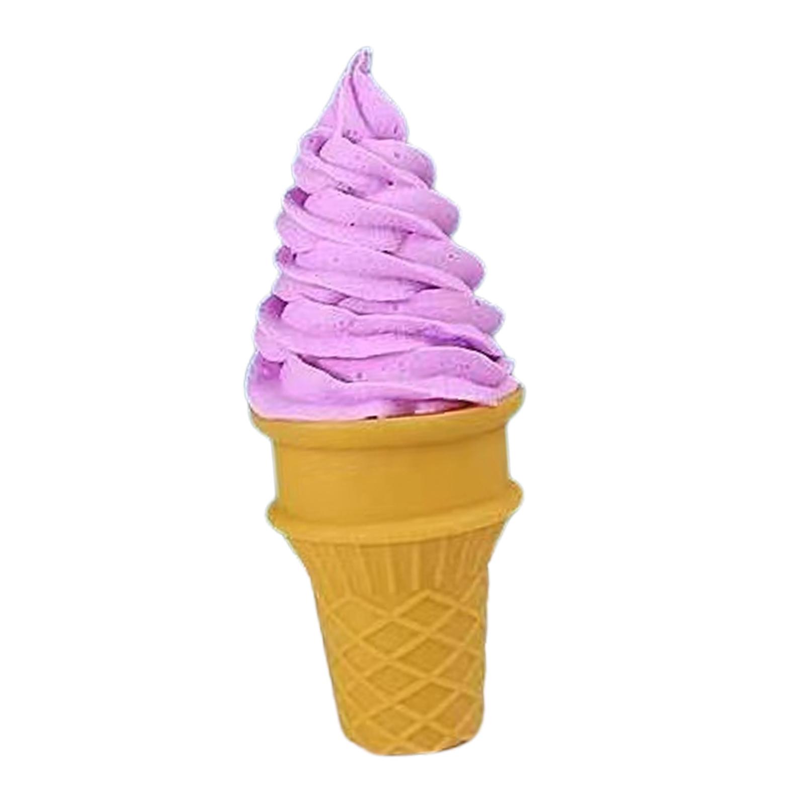 Fake Ice Cream Cone Food Model for Display Dessert Photo Props Desktop Decor Violet