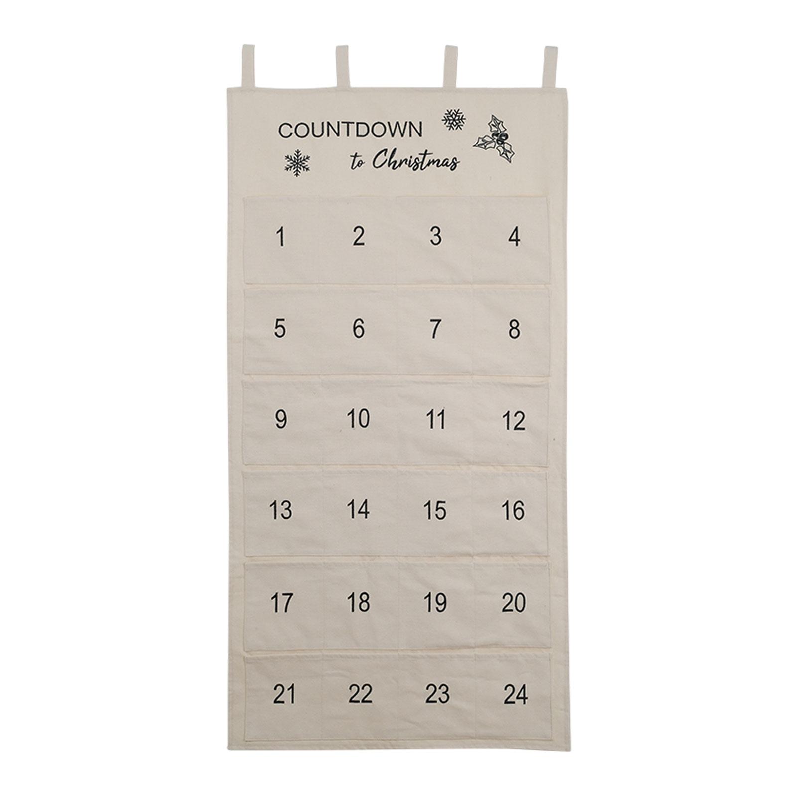 Advent Calendar Hanging Storage Bag Beige