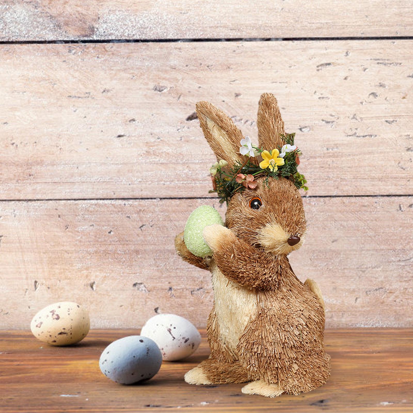 Easter Rabbit Figures Ornament Easter Bunny Statue for Farmhouse Office Home
