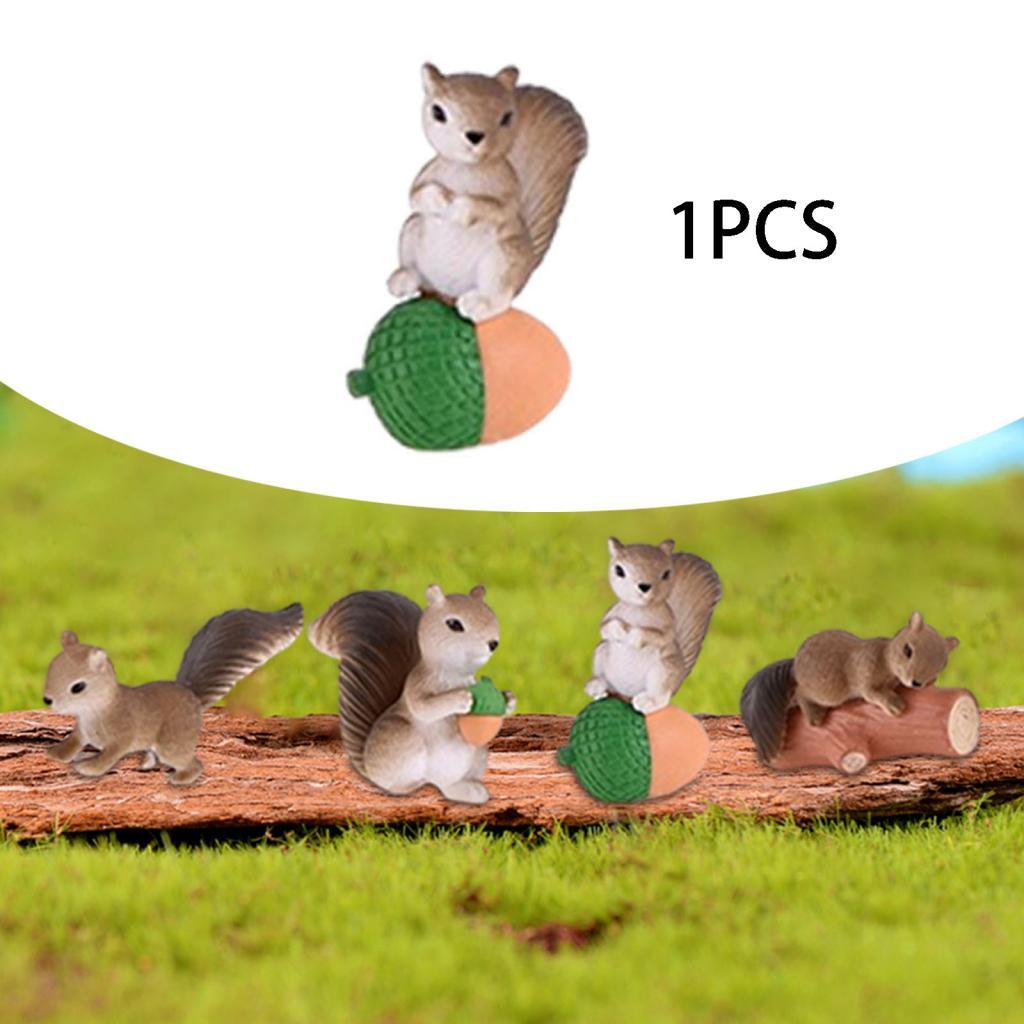 Mini Squirrel Animal Figurines Miniature Squirrel Garden Statue for Office Gray