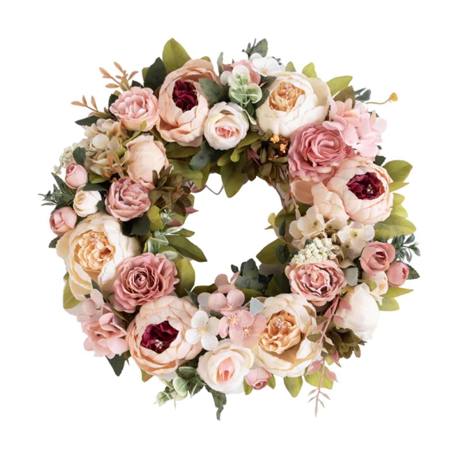 Artificial Peony Wreath Champagne