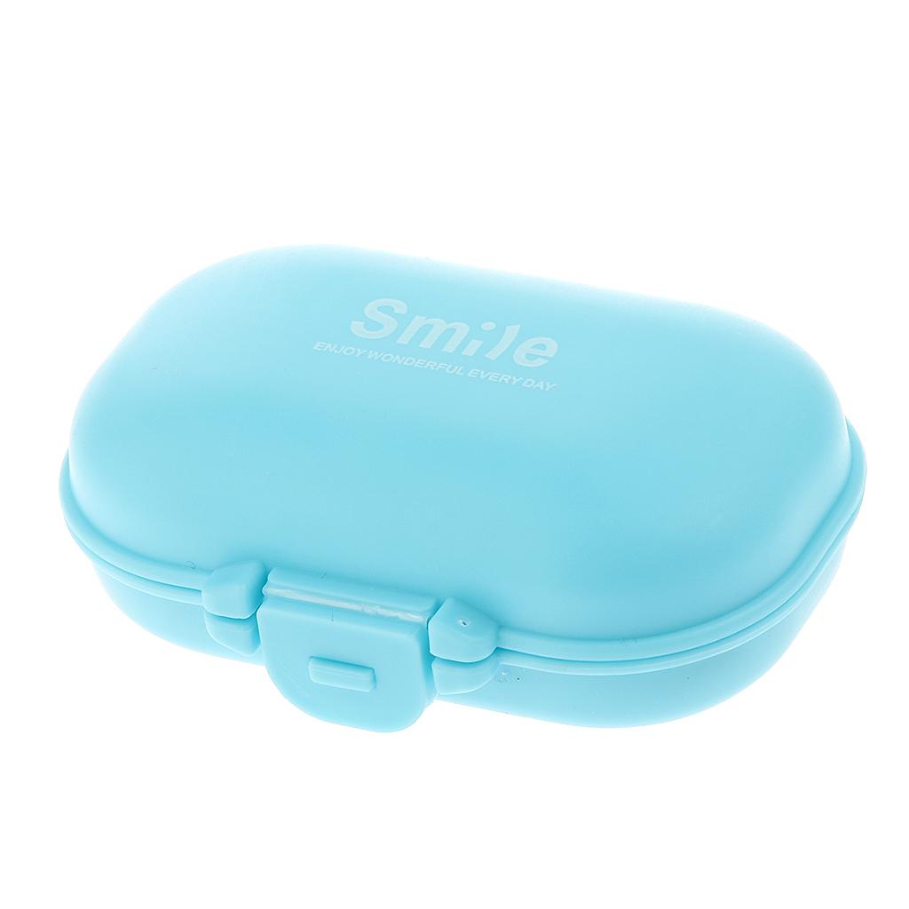 Smile Pill Box Travel Medicine Case Storage Container Safe Eco-friendly Blue