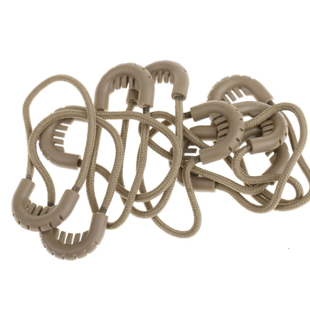 10x Zipper Pulls Cord Rope Ends Lock Zip Slider For Clothing/Bags Tan