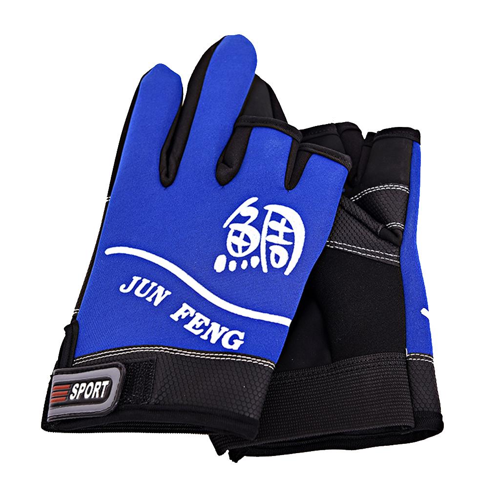 3-Finger Cut Outdoor Windproof Anti-slip Fishing Cycling Gloves Blue