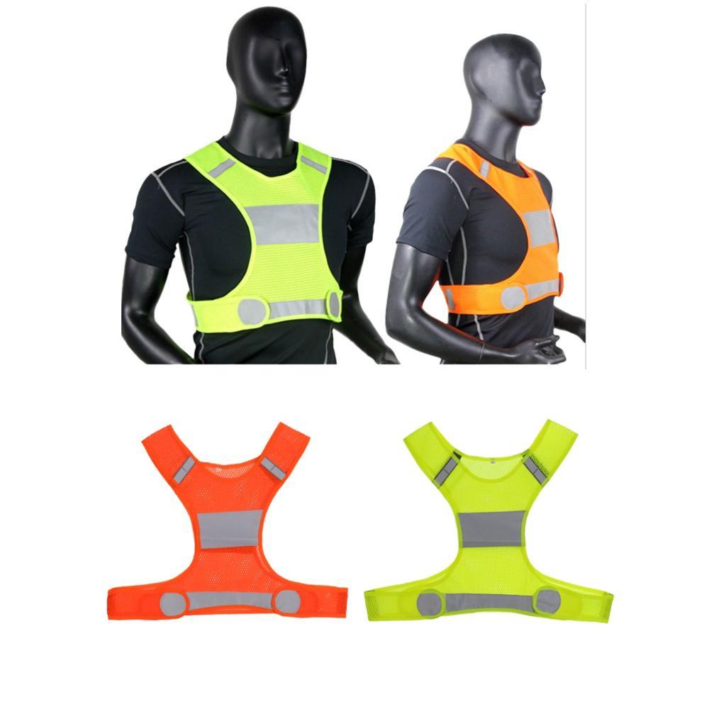 2xRunning Jogging Cycling Safety High Visibility Reflective Vest Fluo Yellow