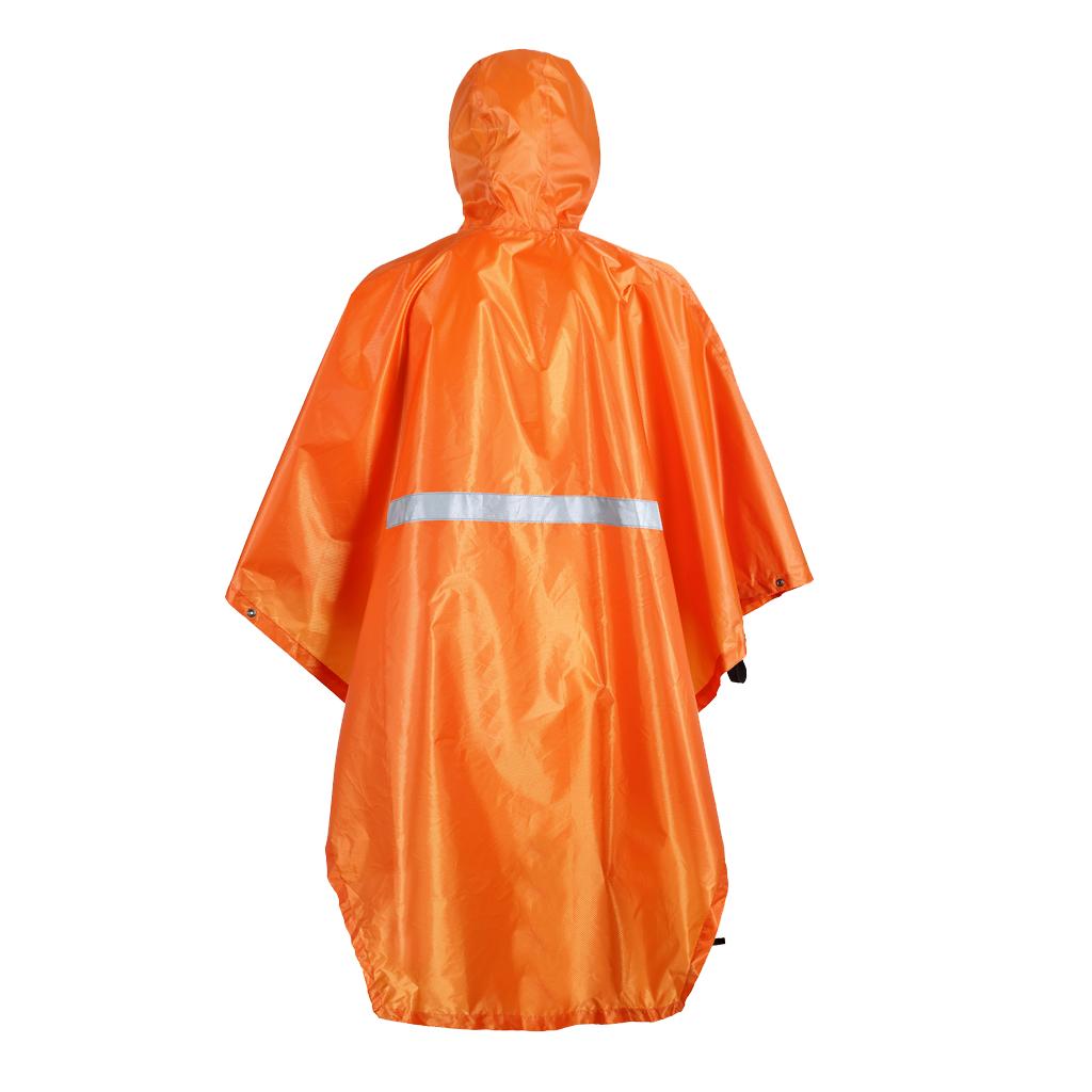 Waterproof Poncho Bike Cycling Bicycle Reflective Strip Hooded Raincoat