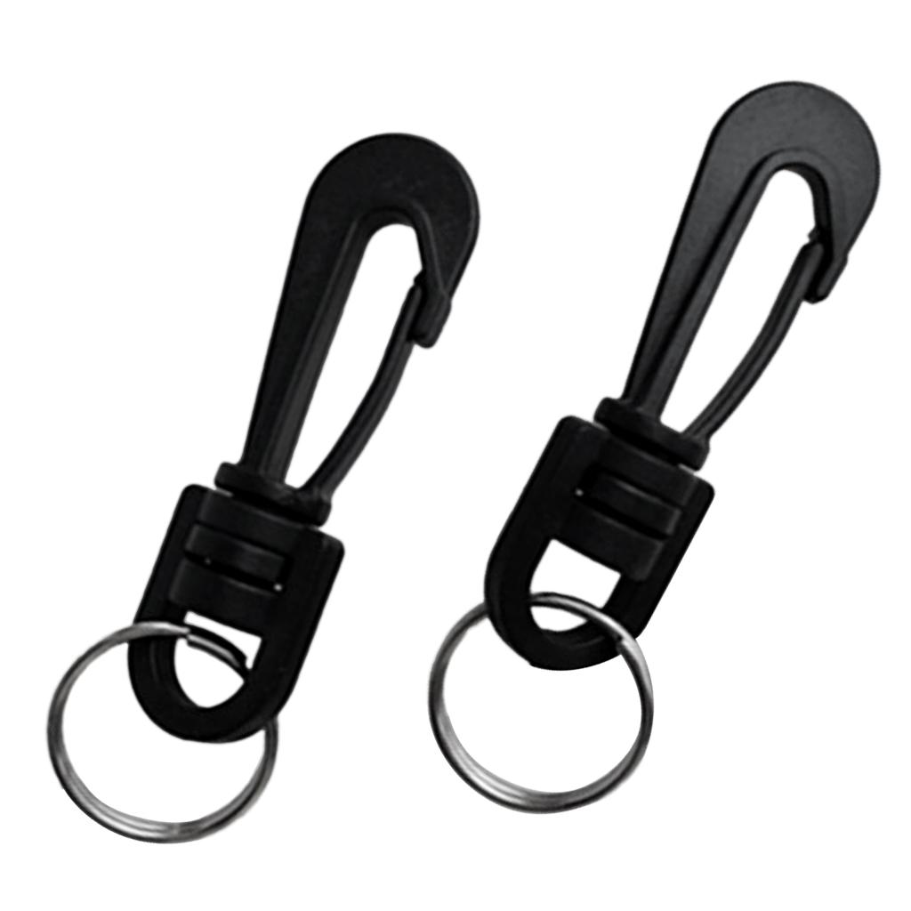 4Pieces Scuba Diving Plastic Swivel Spring Snap Hook Clip with Split Rings