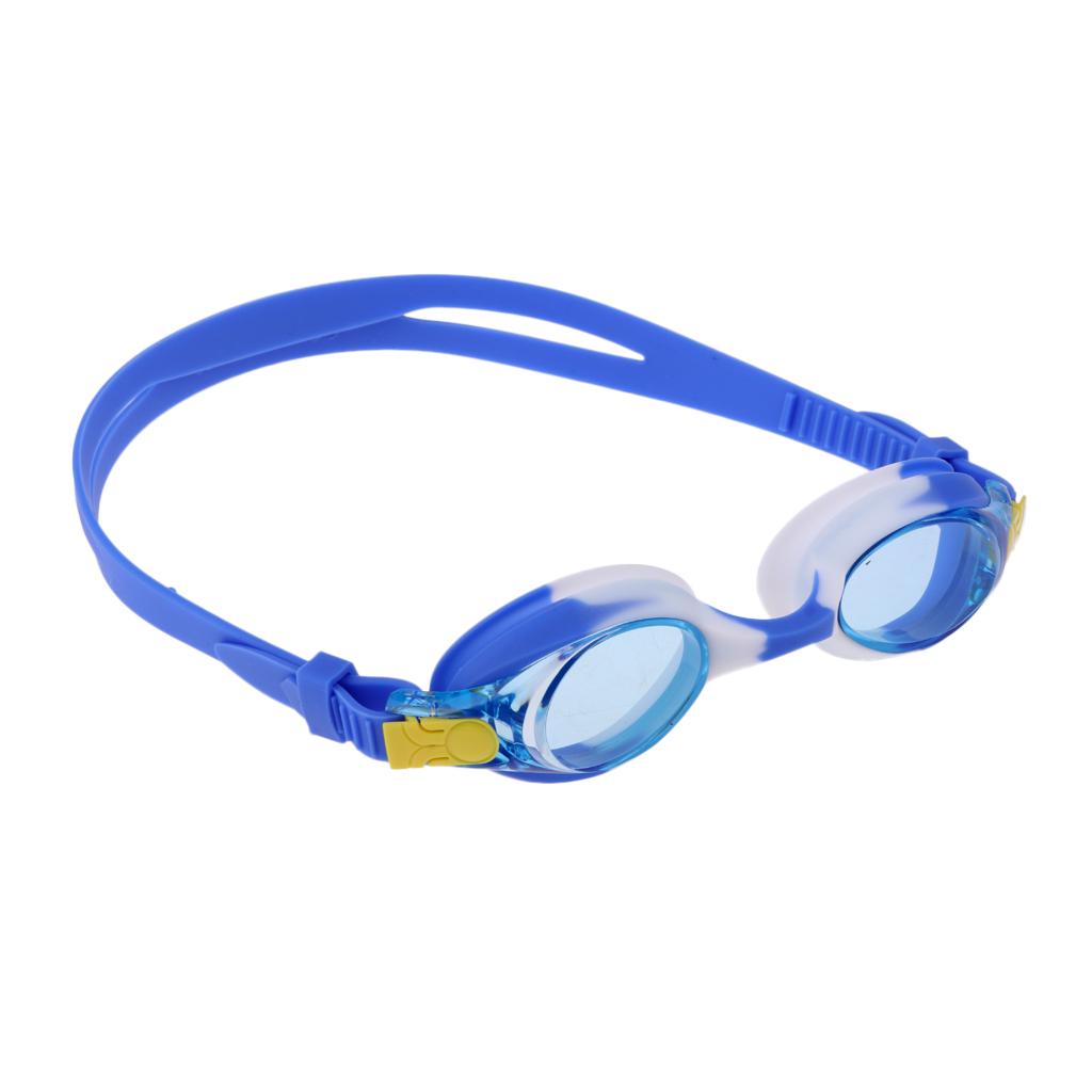 Silicone Unisex Kids Child Anti-Fog Swimming Goggles Glasses Blue White