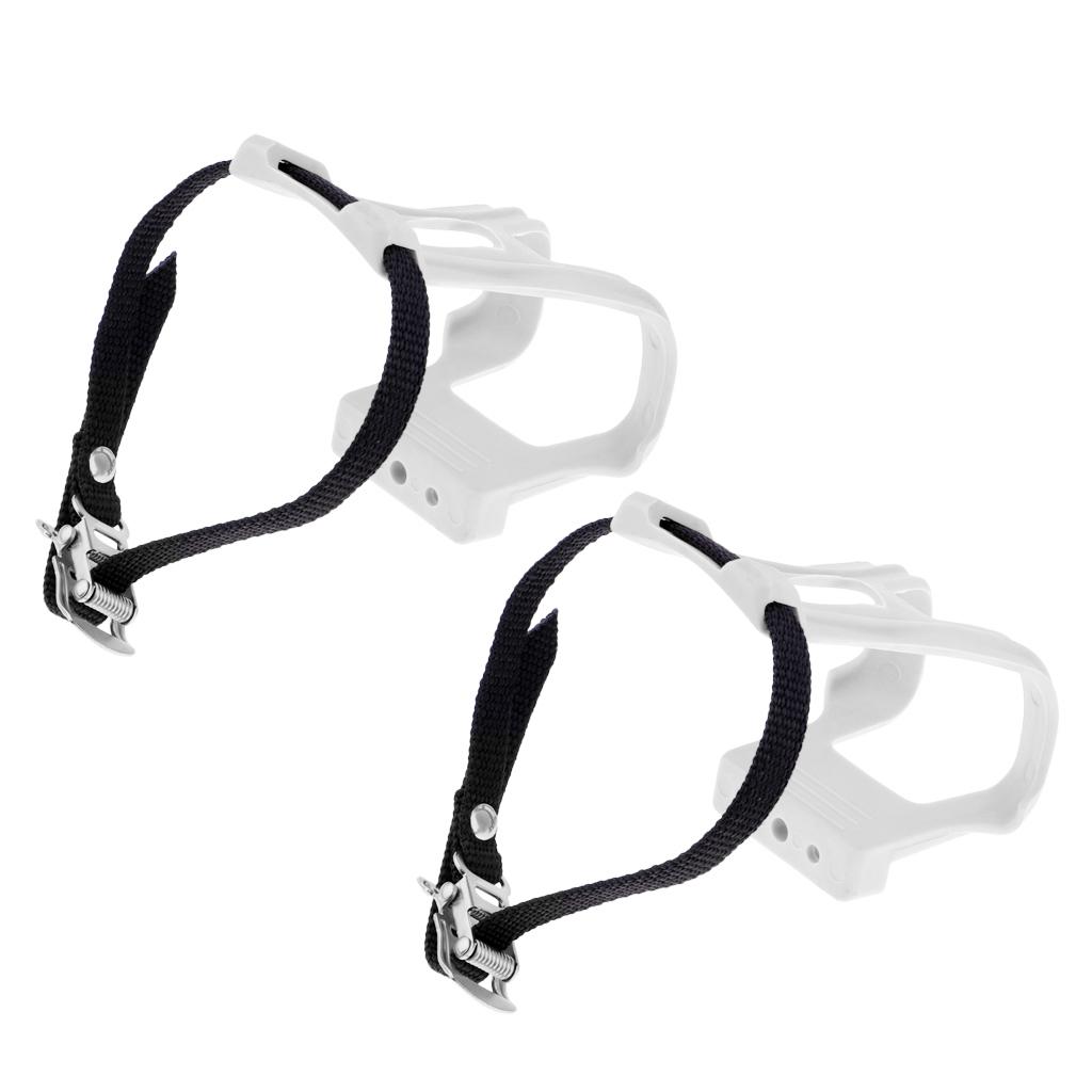 Road Bike Mountain Bike Strapless Pedal Toe Straps Clips with Screws White