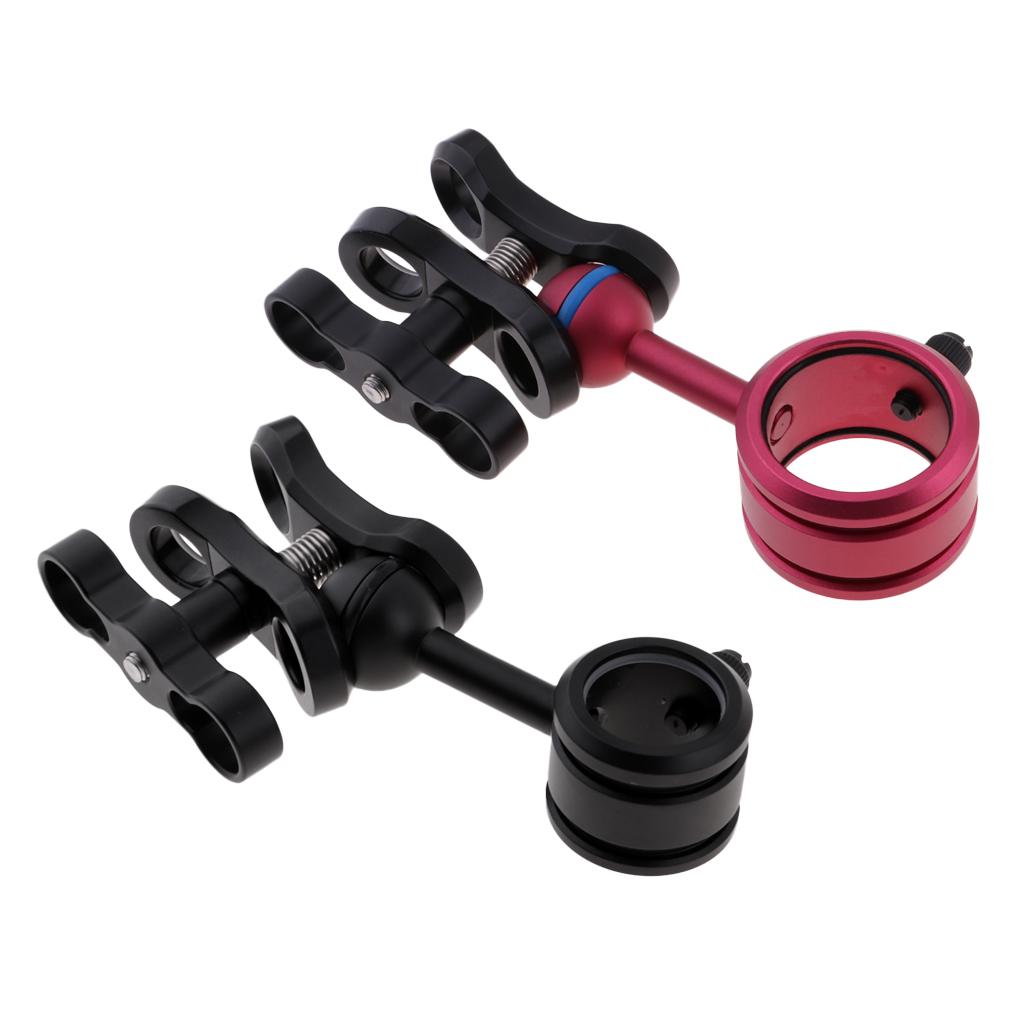 2pcs Diving Flashlight Accessories Ball Joint Bracket Arm Holder Clamp Mount 