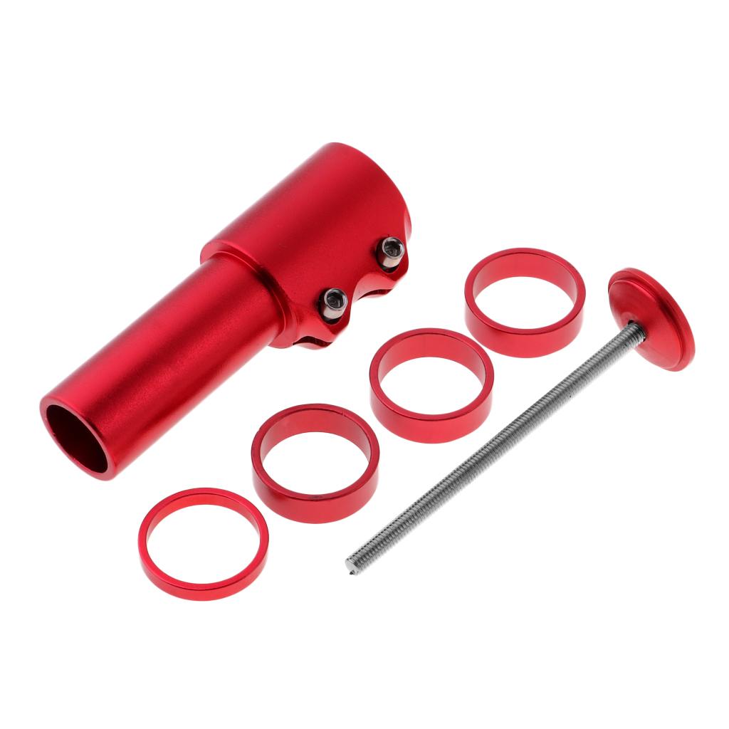 Adjustable Bicycle Fork Stem Extender Handlebar Riser Head Up Adapter Red