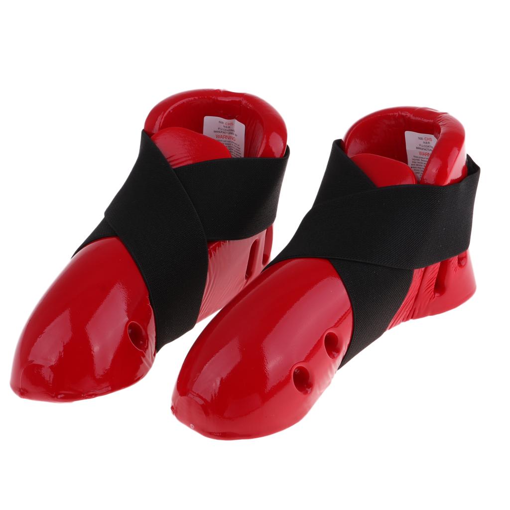 Kids Taekwondo Foot Guard Karate Sparring Foot Gear Sparring Shoes Red  S