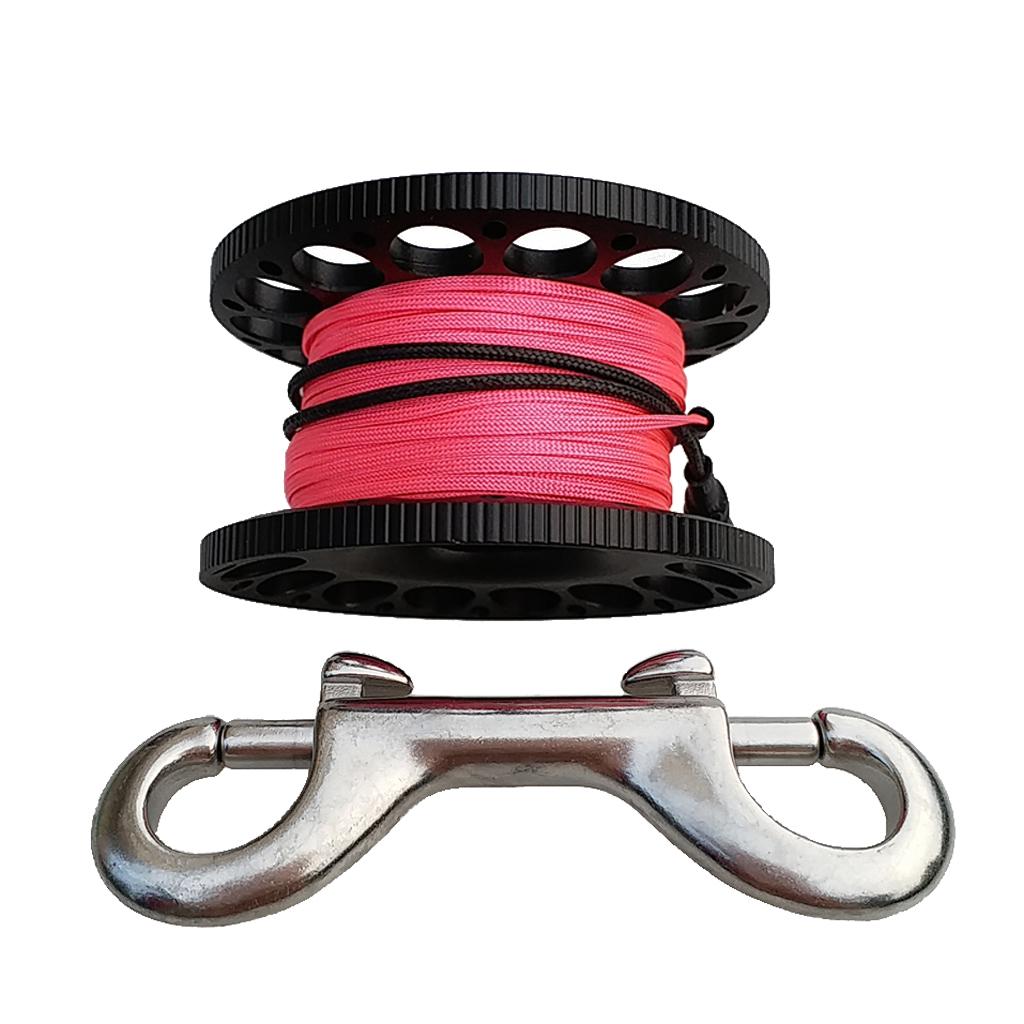 Compact Scuba Diving Dive Finger Spool Reel with 50Ft Pink Line black