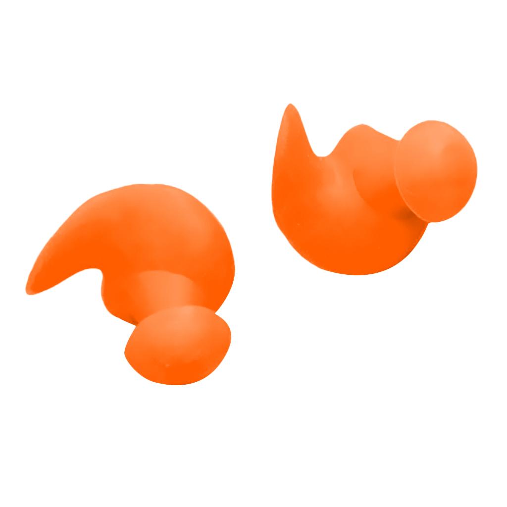 Swimming Ear Plug Silicone Ears Plugs Hearing Protector with Case Orange 