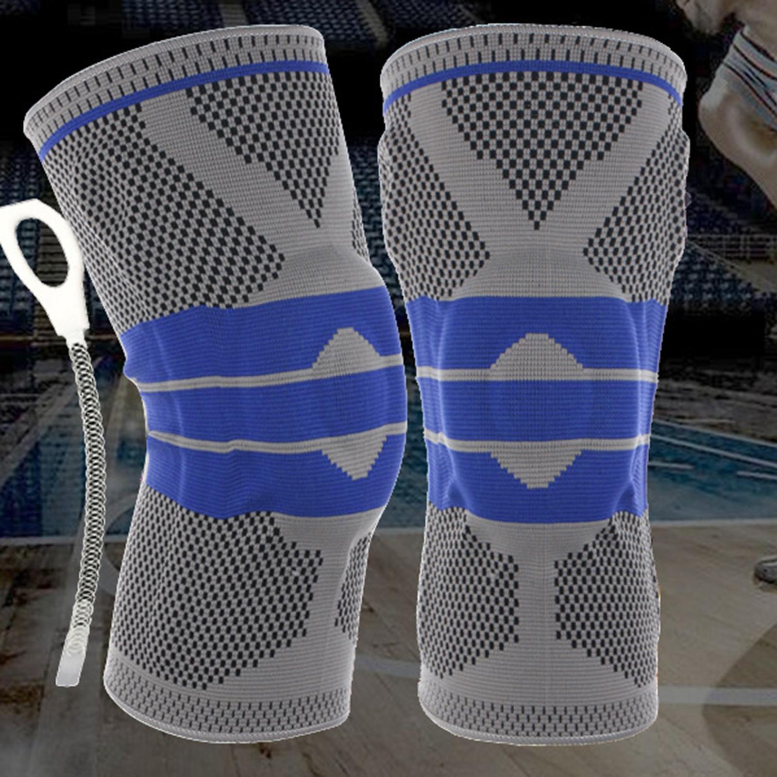 Knee Brace Kneepad Sports Stabilizer Silicone Gel Knees Support Pad Gray XL