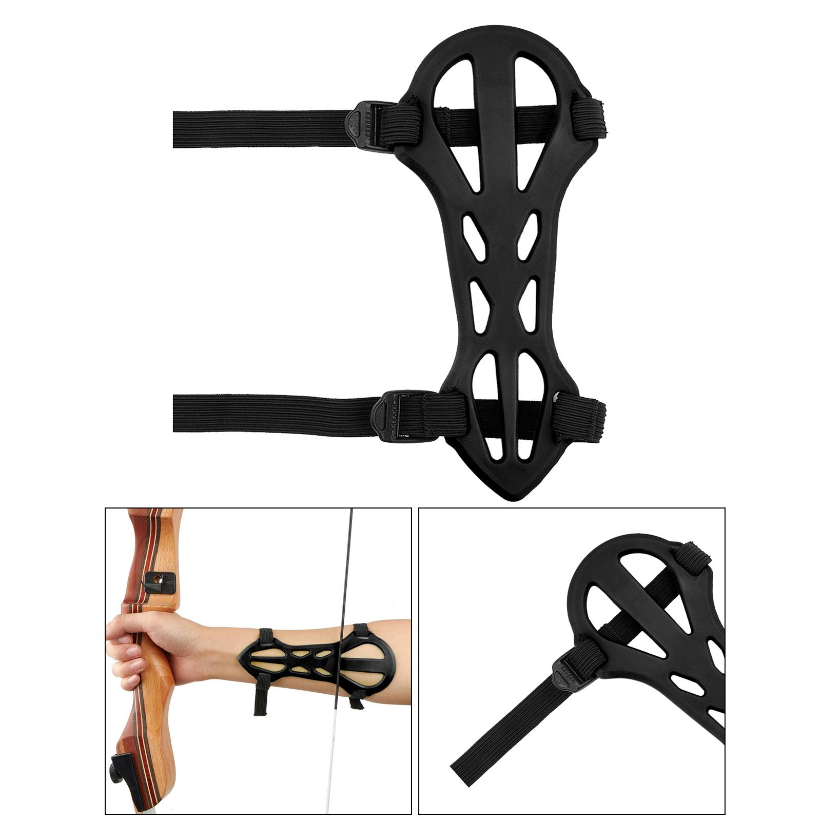 Archery Arm Guard 2 Adjustable Straps Hunting Forearm Protect Gear  Black