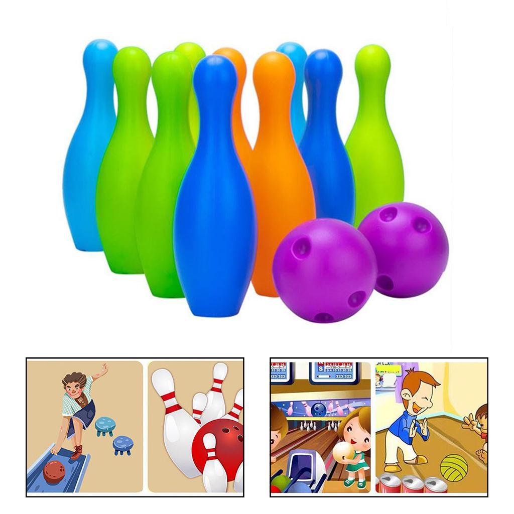 Multi-Color Plastic Bowling Balls Playset for Kids Toddler Toy 10 Pin 22cm A