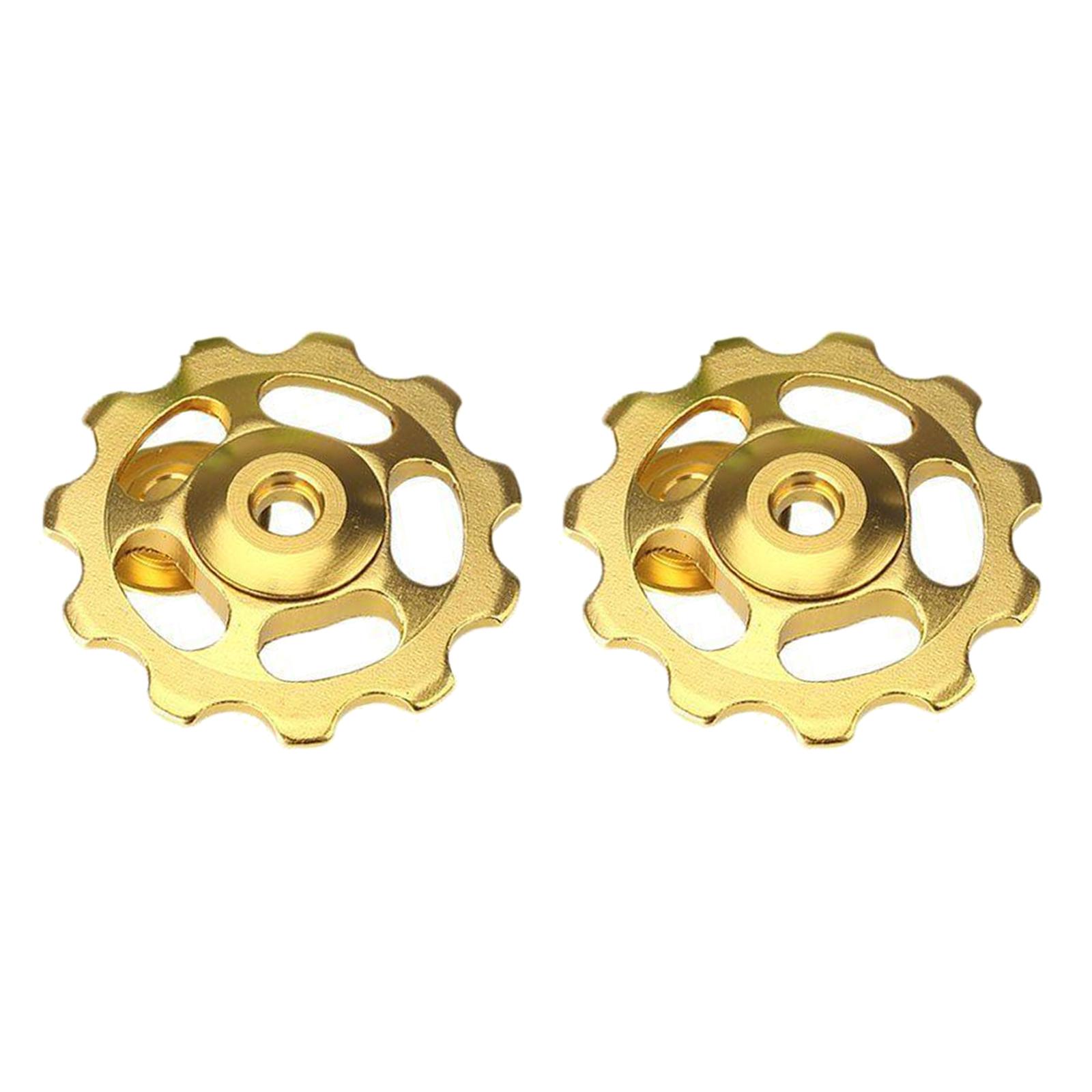 2Pcs Mountain Bike Cycling 11T Jockey Wheel Rear Derailleur Pulley Gold