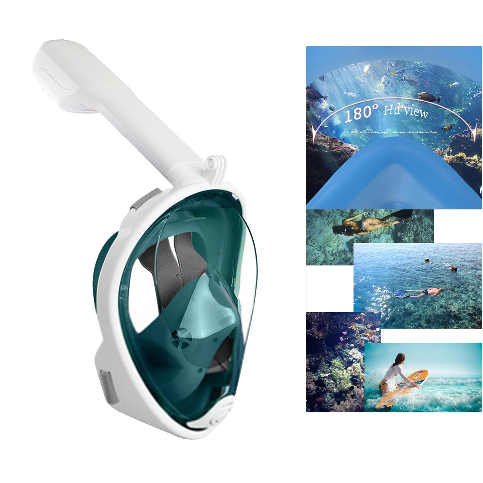 Snorkel Mask Full Face Snorkeling Diving Mask Goggles  Green White  S M 