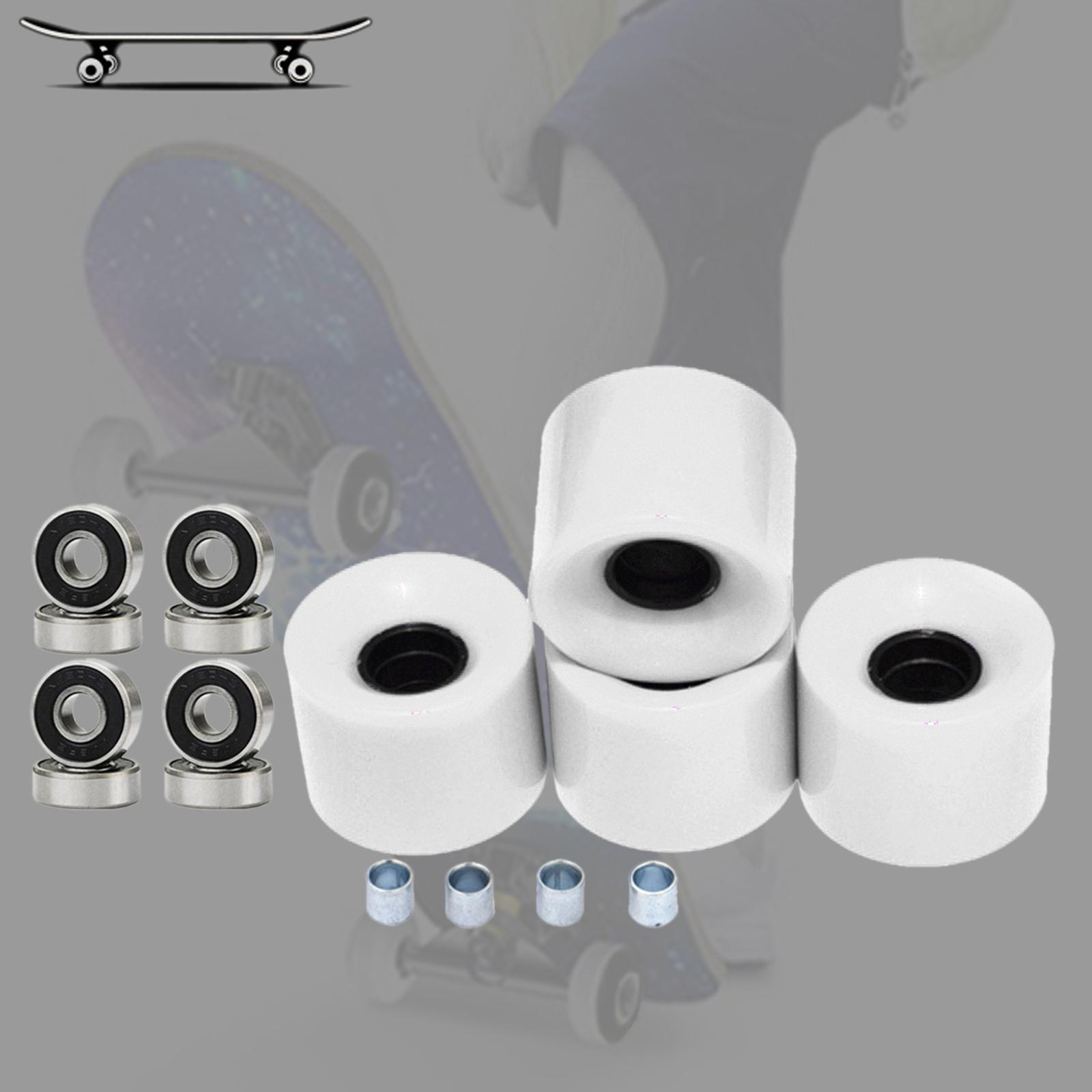 Skateboard Wheels with Bearings 60mm Wheels Set of 4 White Black Cover