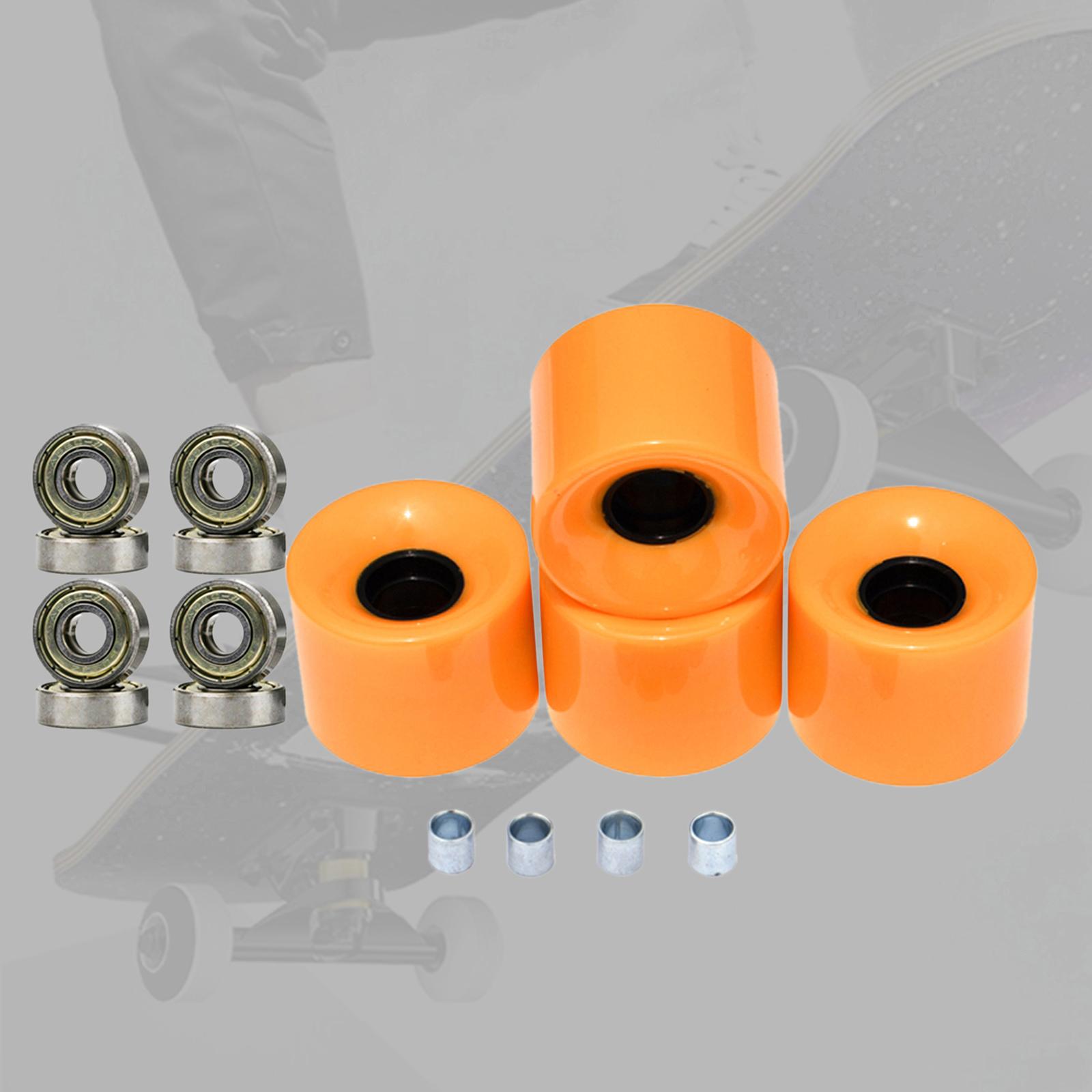 Skateboard Wheels with Bearings 60mm Wheels Set of 4 Orange Gold Cover