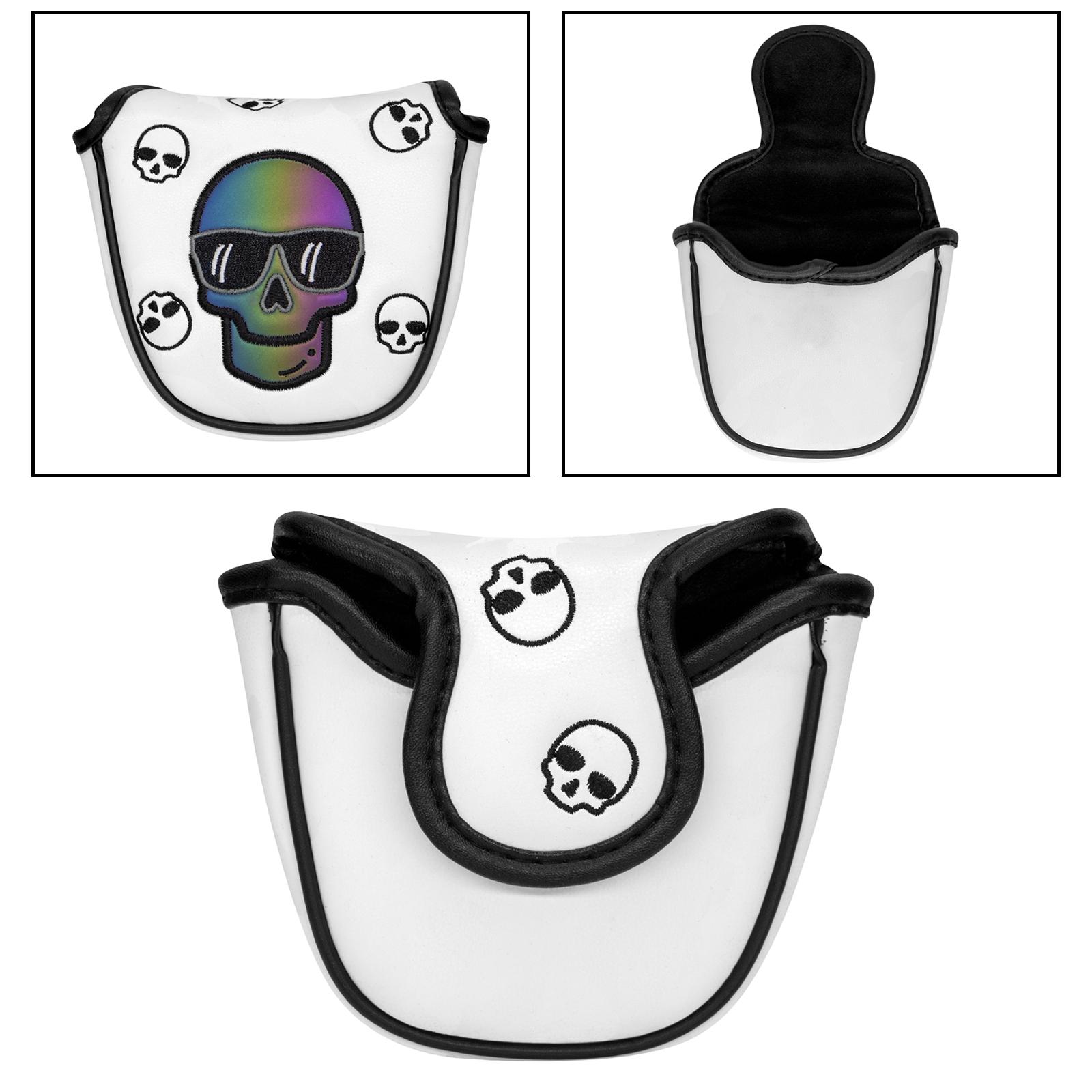 PU Golf Mallet Putter Cover Center Shaft Headcover Non-Slip Protection White