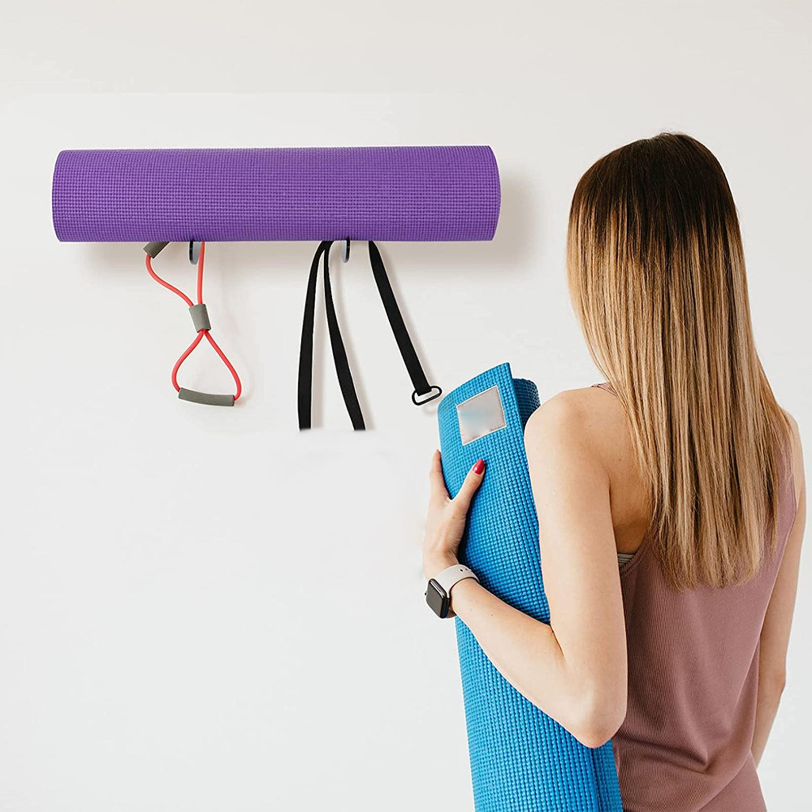 Acrylic Yoga Mat Holder Wall Mount Hanging Rack for Workout Fitness Yoga Black