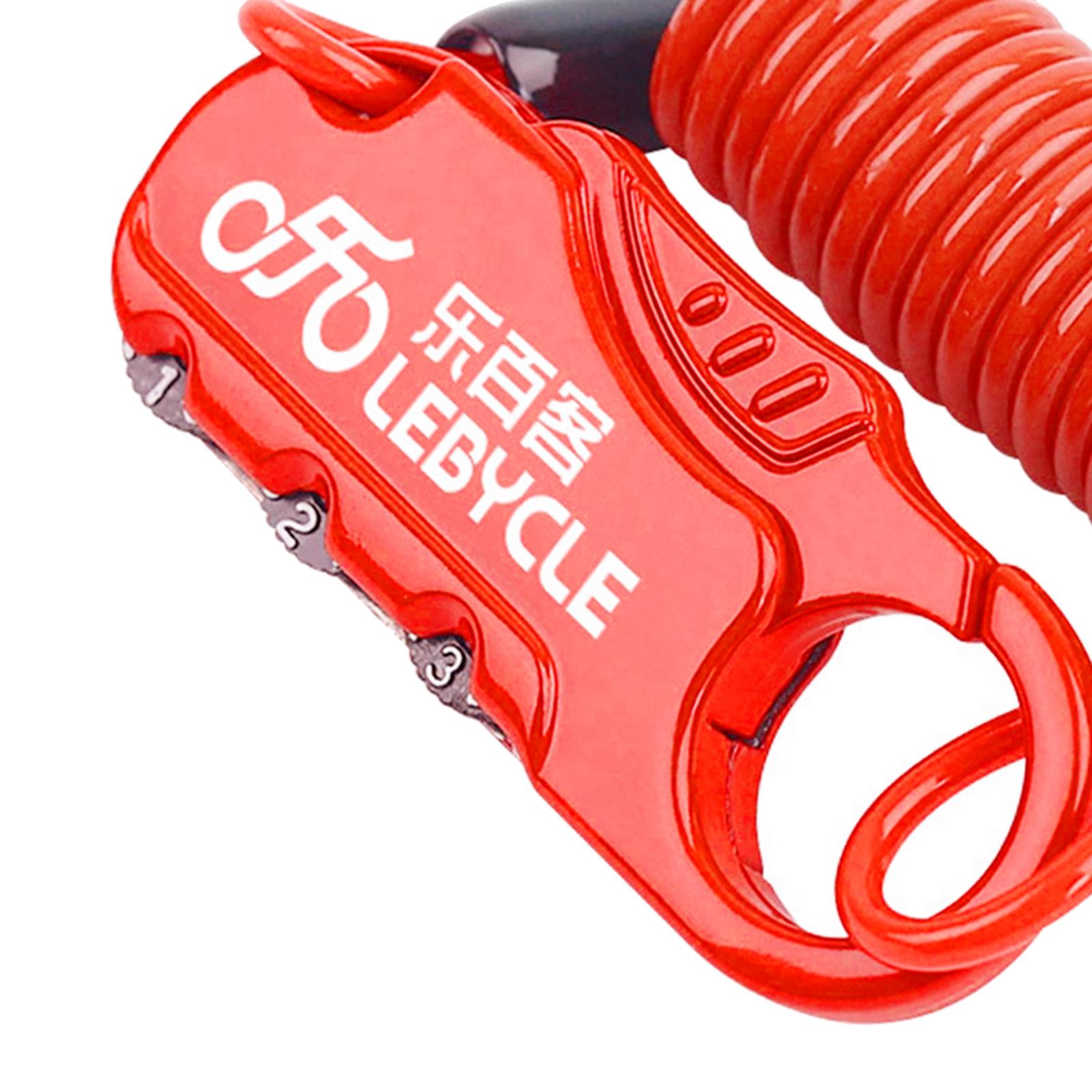 Helmet Cable Lock Password Locks for Bicycle Stroller Wheelchair Red