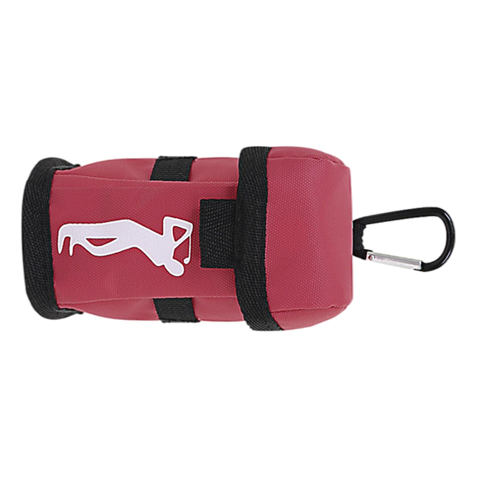 Golf Ball Carry Bag Small Golf Accessories Waterproof Pouch with Hook Red
