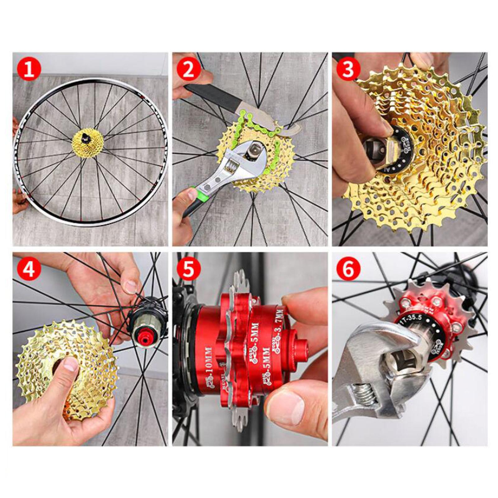 14T Single Speed Flywheel Adapter Cassette Spacers Removeable Cog  gold