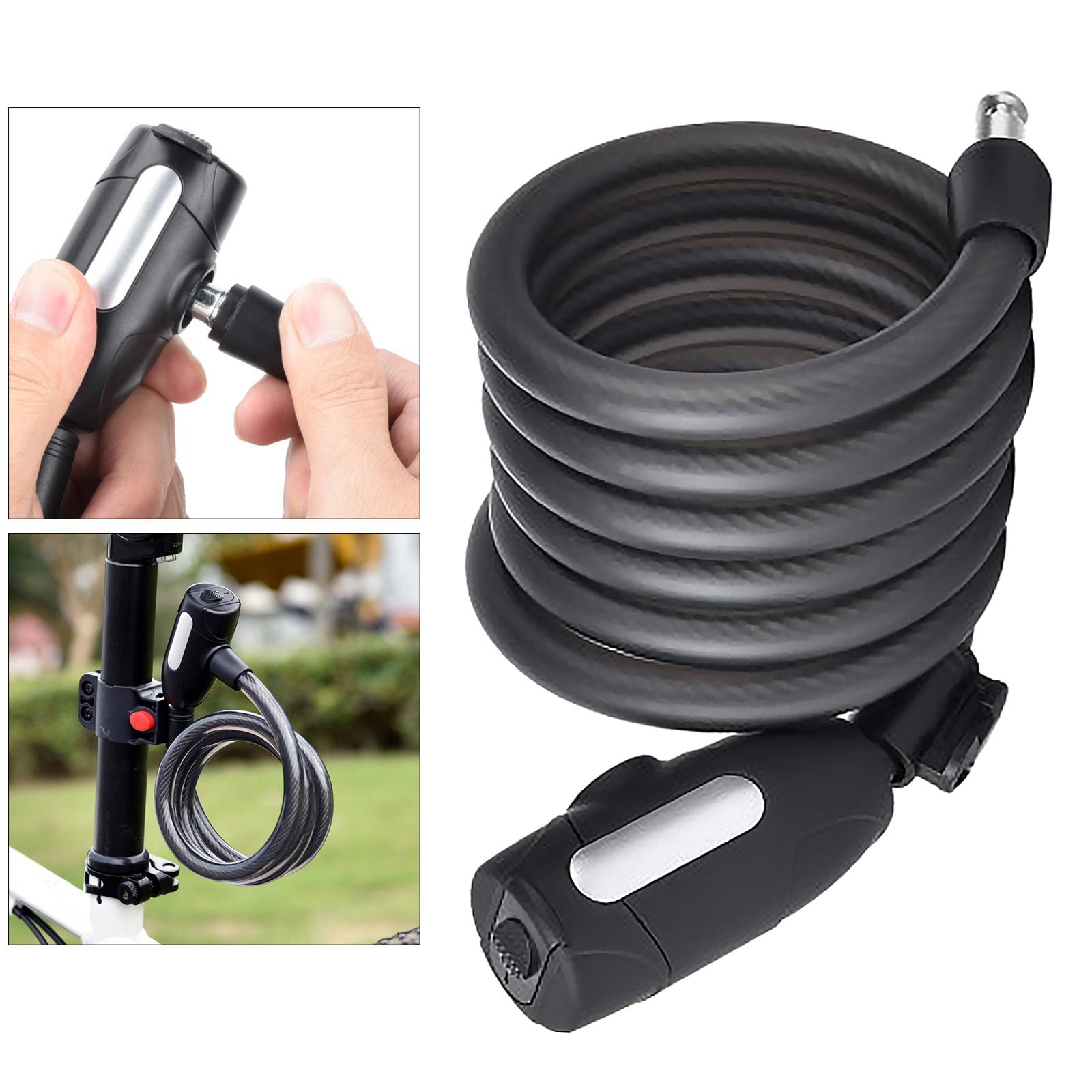Bike Lock Bicycle Spiral Electric Fixed Anti-Theft Steel Chain Cable Locks 1.8m