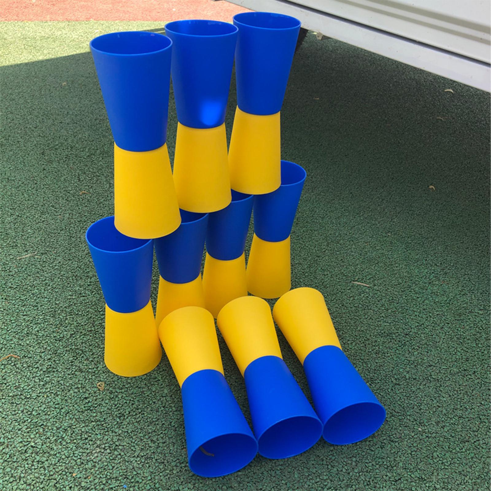 10Pcs Flip Cups Agility Training Running for Basketball Indoor Blue Yellow