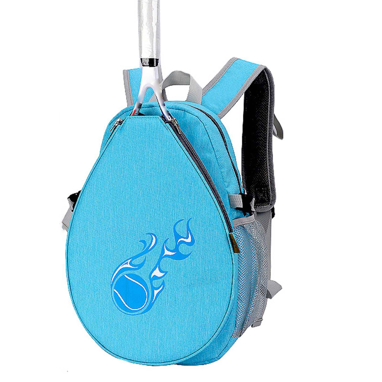Pickleball Paddle Backpack Container Tote Pocket Mesh Kids Tennis Racket Bag Blue