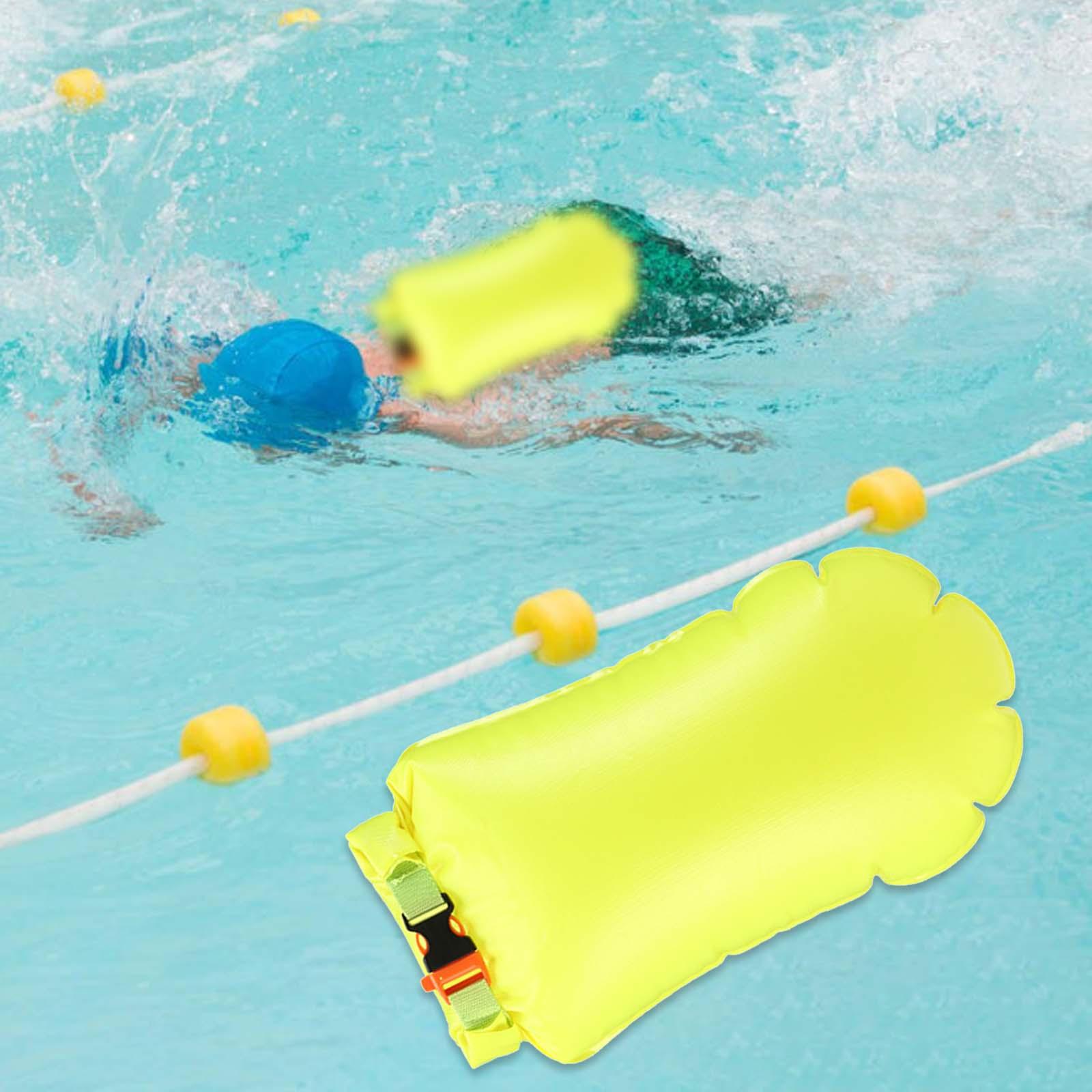 Inflatable Swim Buoy Waterproof Bag Ultralight for Lake Swimming Pool Hiking Green 55cmx38cm